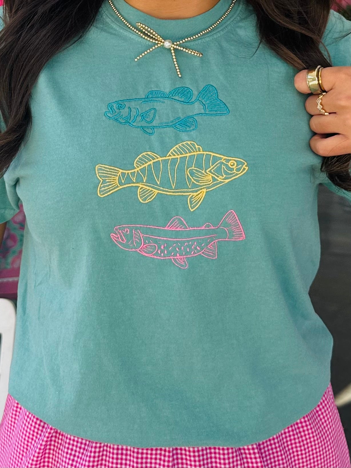 The Fish Trio Embroidered Tee