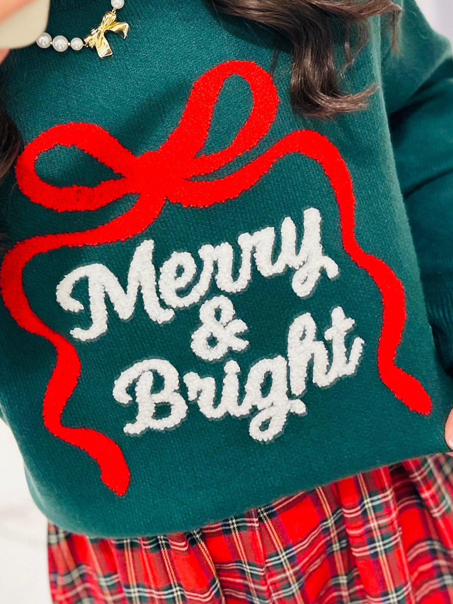 The Hunter Green Merry & Bright Embroidered Sweater