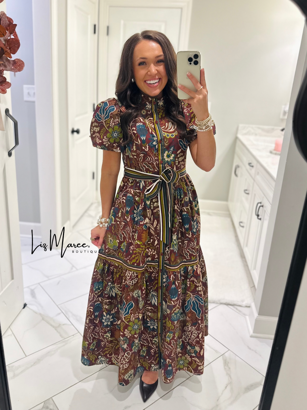 The Wren Burgundy Floral Maxi Dress