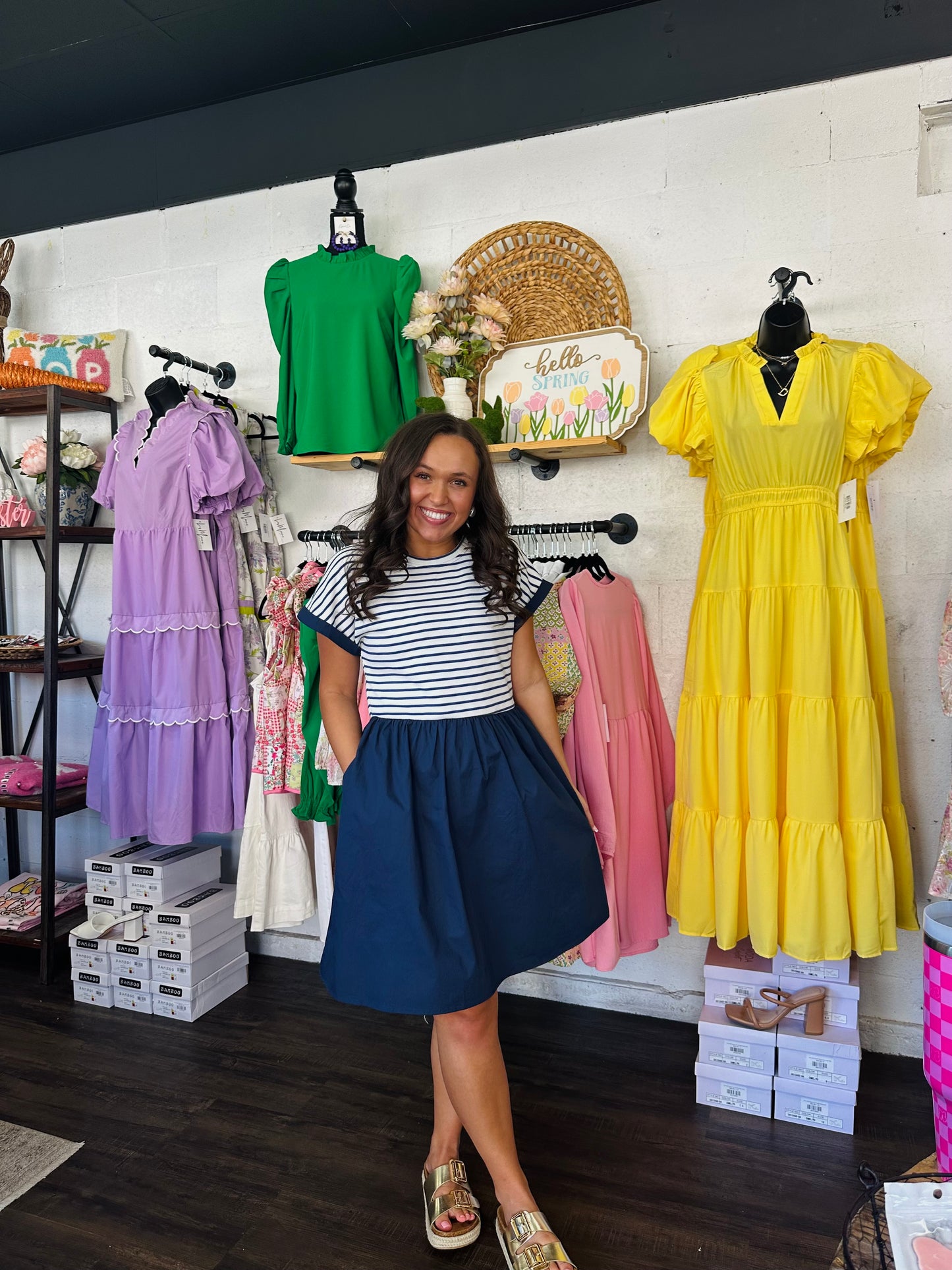 The Harbor Navy Blue Striped Dress