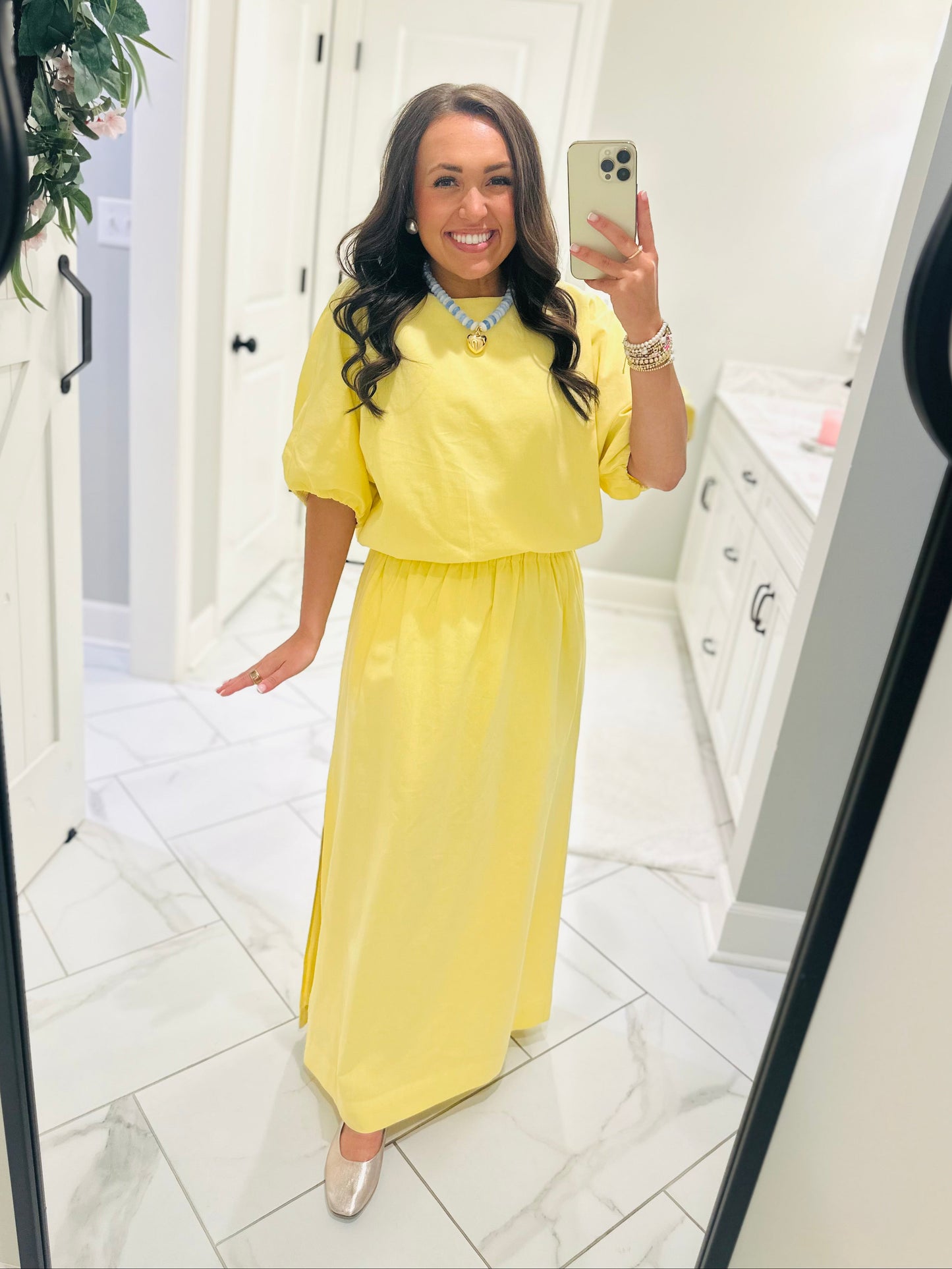 The Daisy Yellow Knit Top + Skirt Set