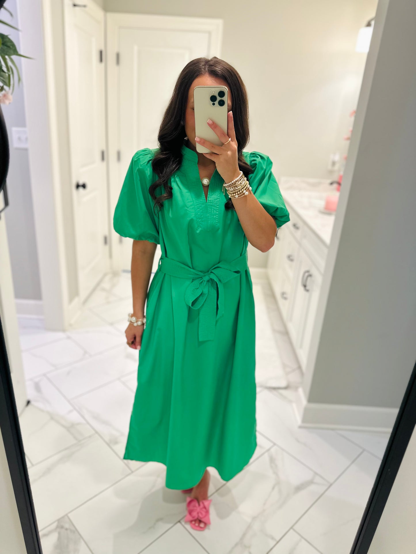 The Kaia Kelly Green Midi Dress