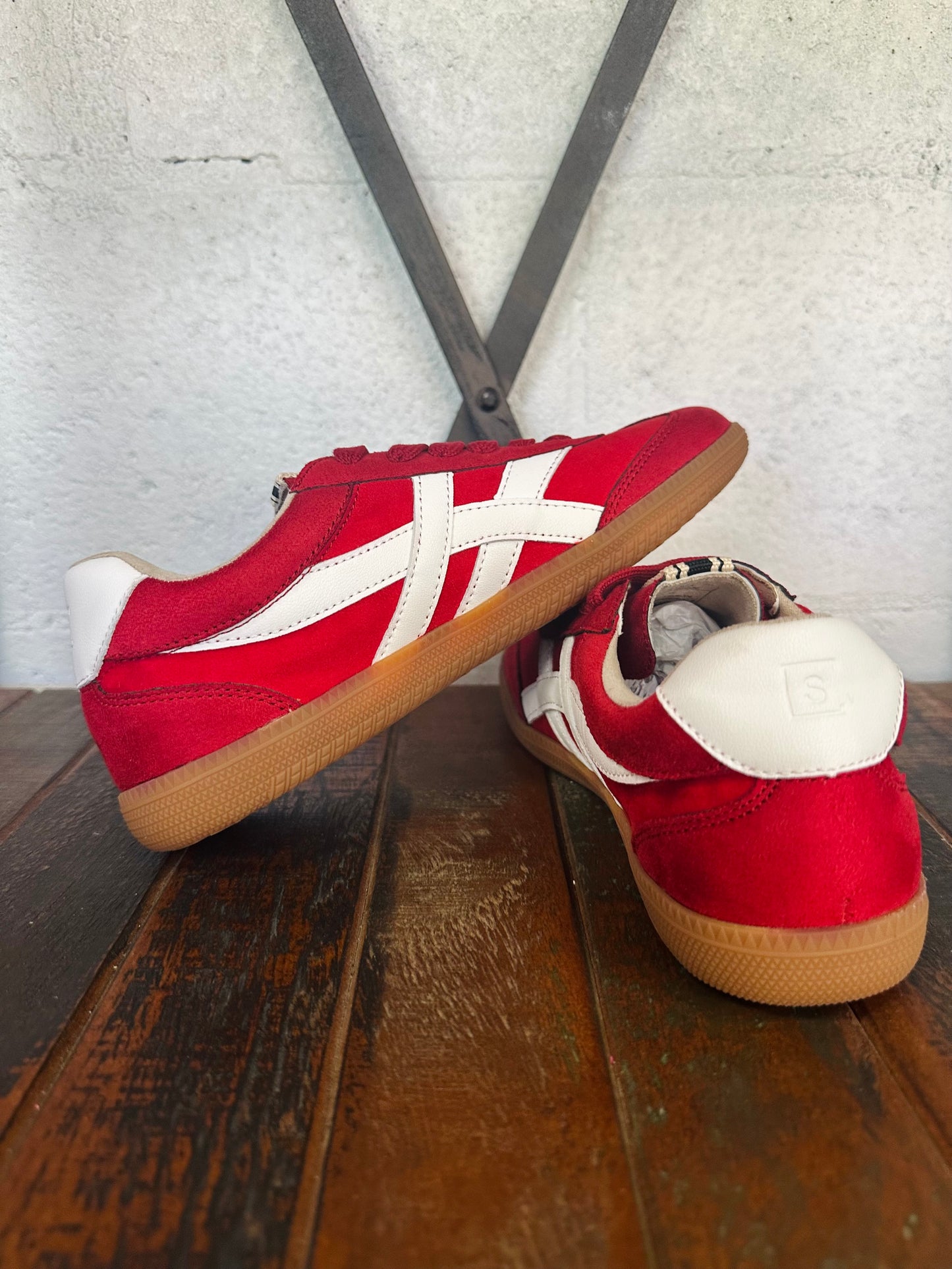 The Sasha Red Suede Sneaker