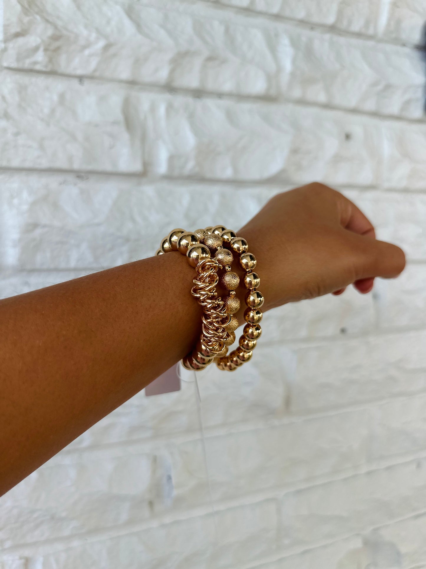 Gold Ball Bracelet Stack