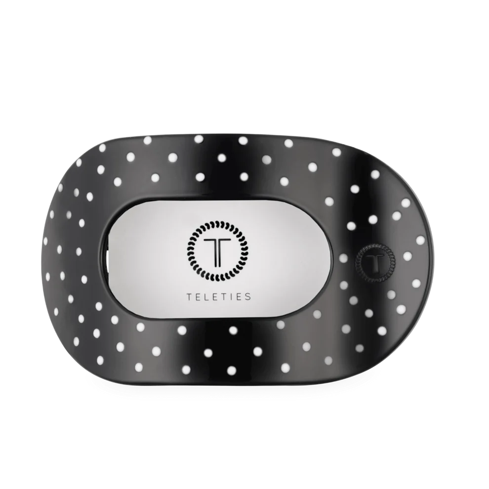 Black Polka Dot Party Flat Round Hair Clip
