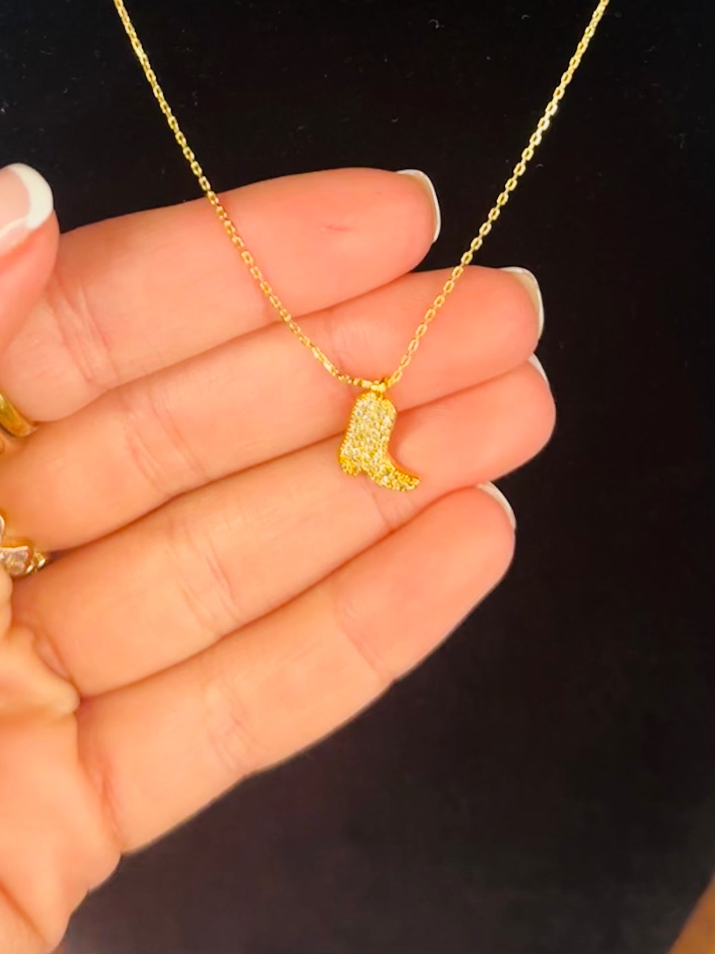 Sparkle Glam Cowboy Boot Necklace