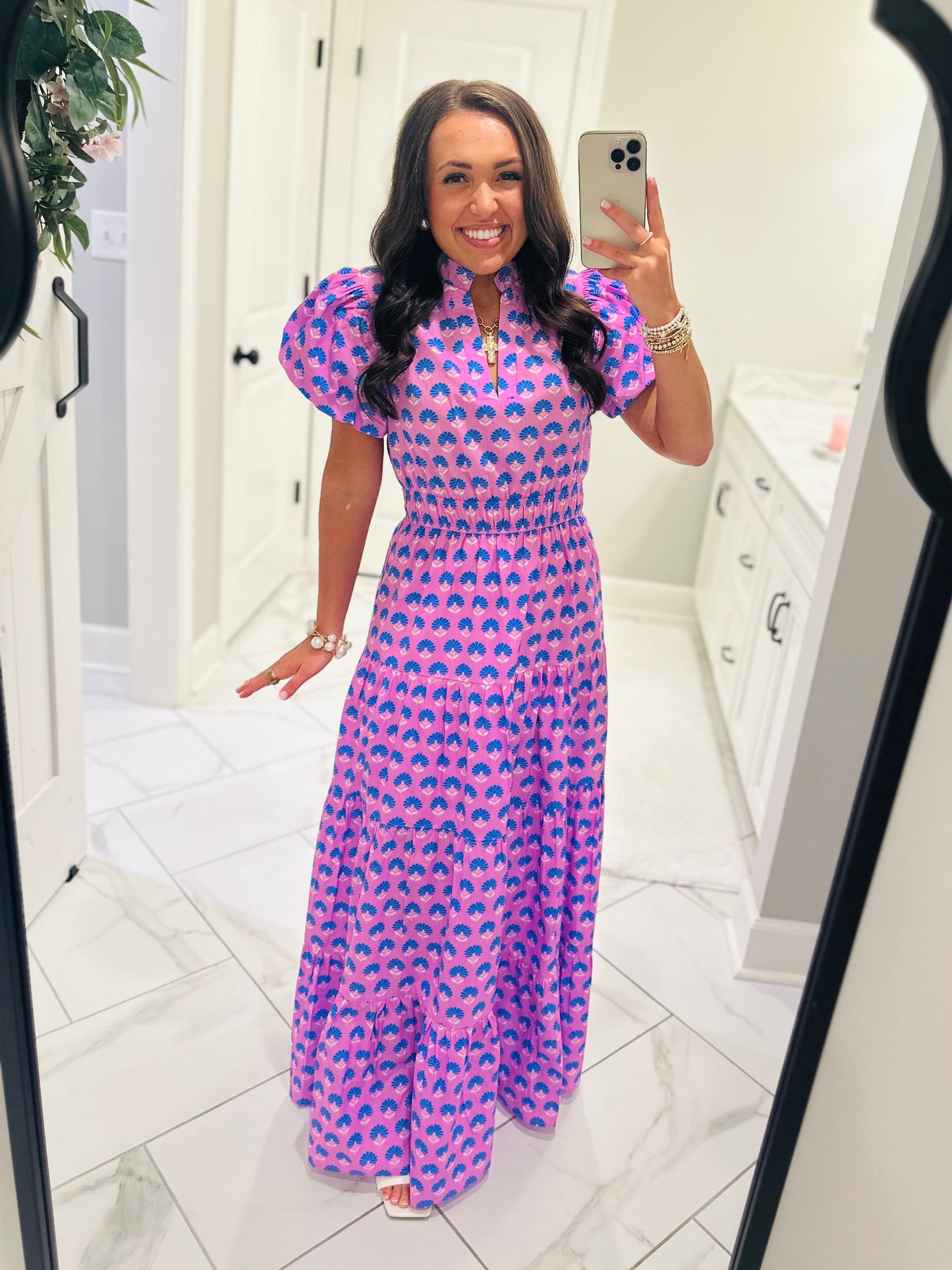 The Maya Lavender Floral Midi Dress