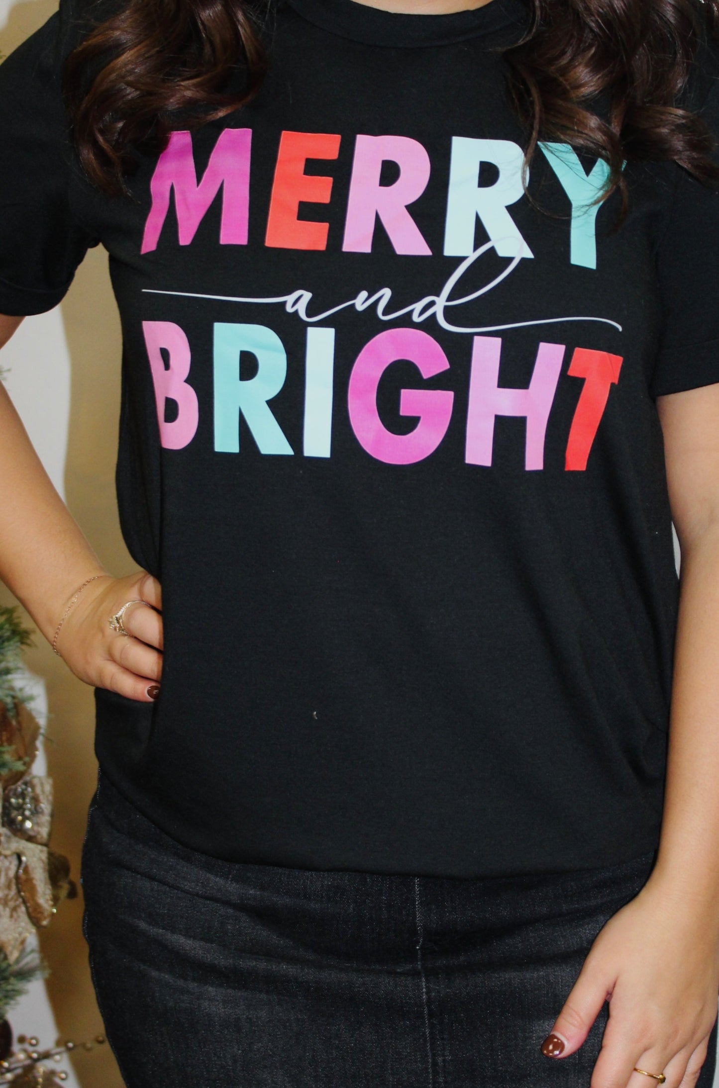 Black Merry & Bright Graphic Tee