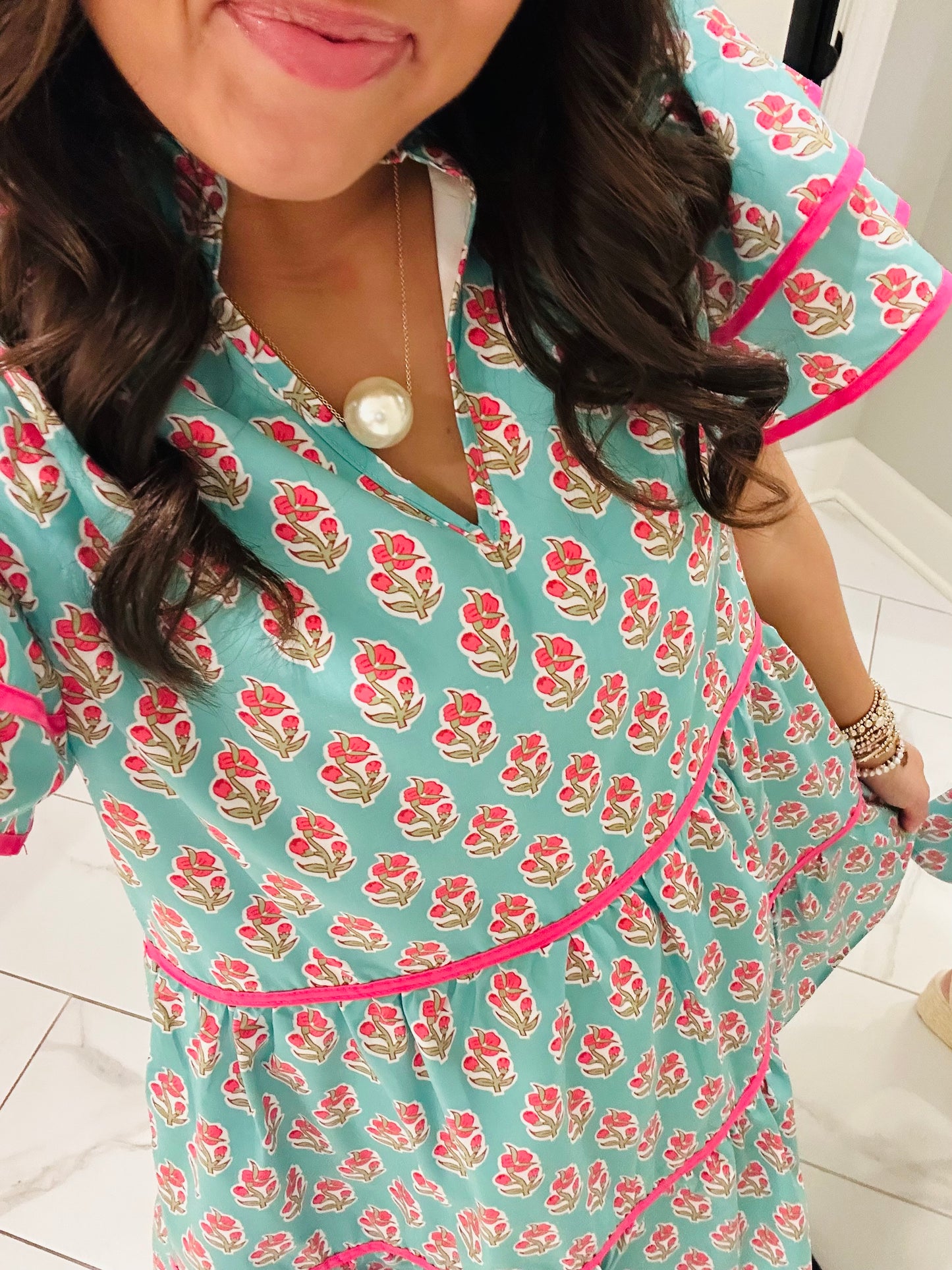 The Valerie Green + Pink Floral Dress