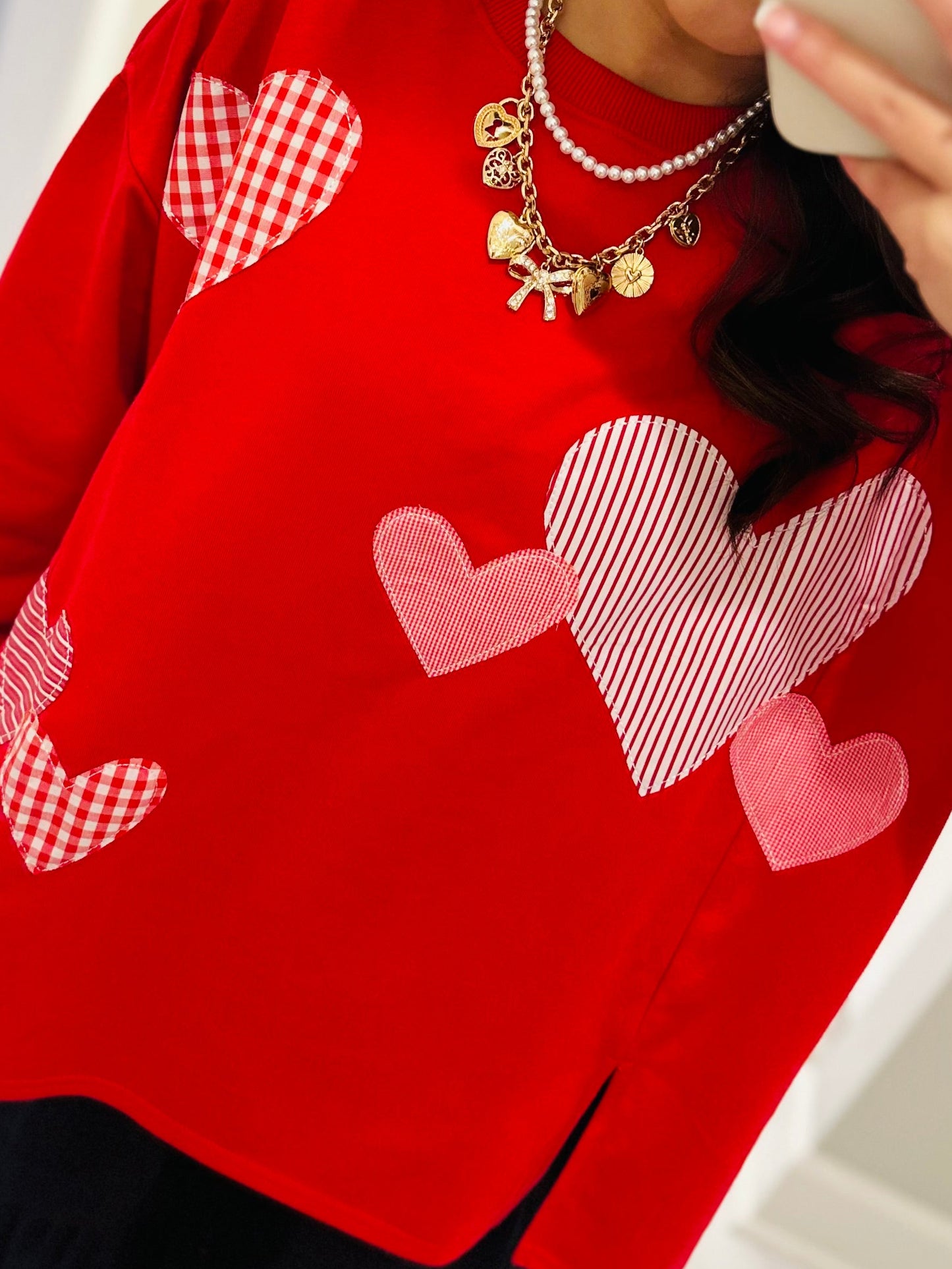 The All the Love Red Heart Patchwork Sweatshirt