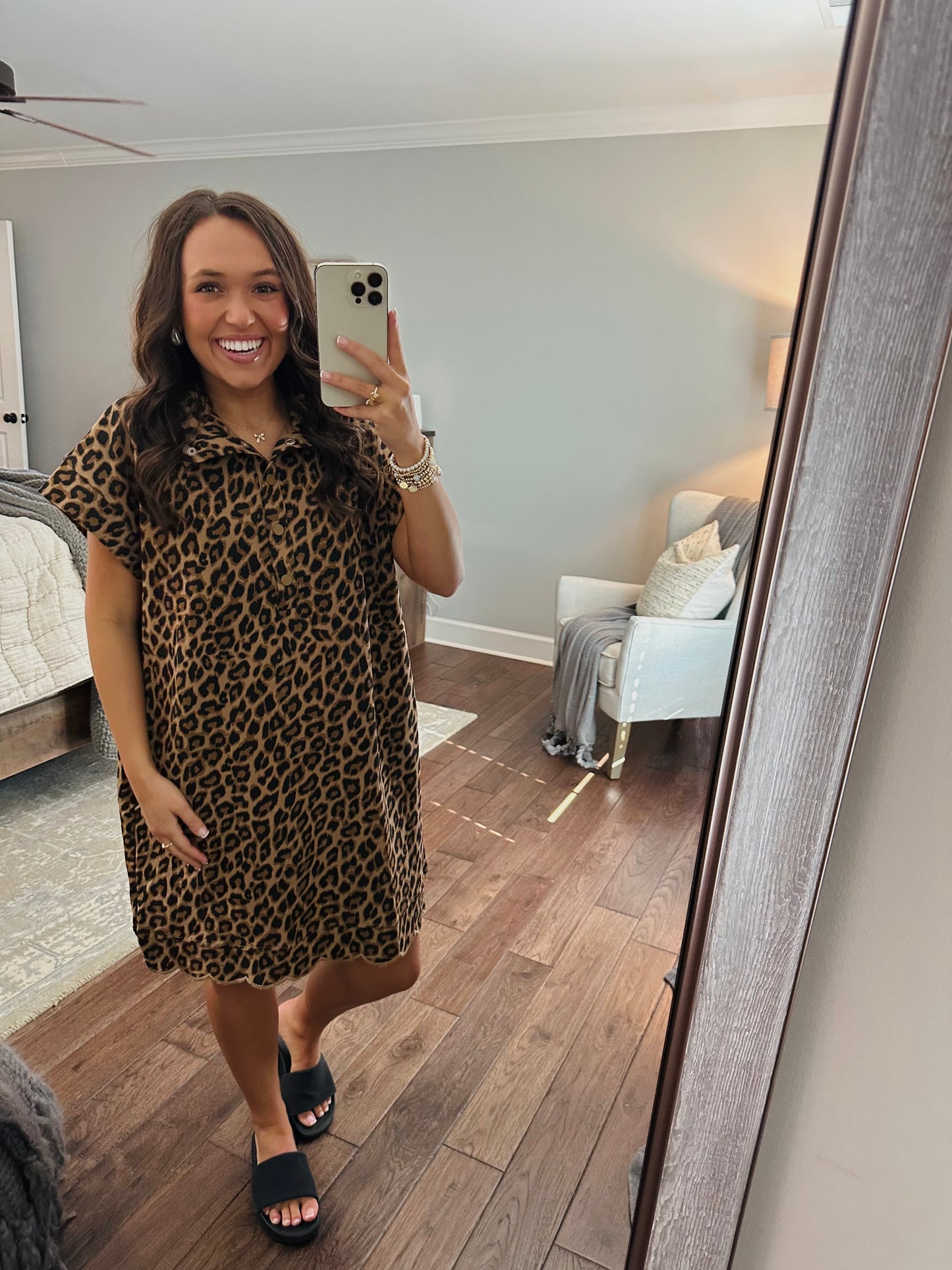 The Miah Leopard Scalloped Dress