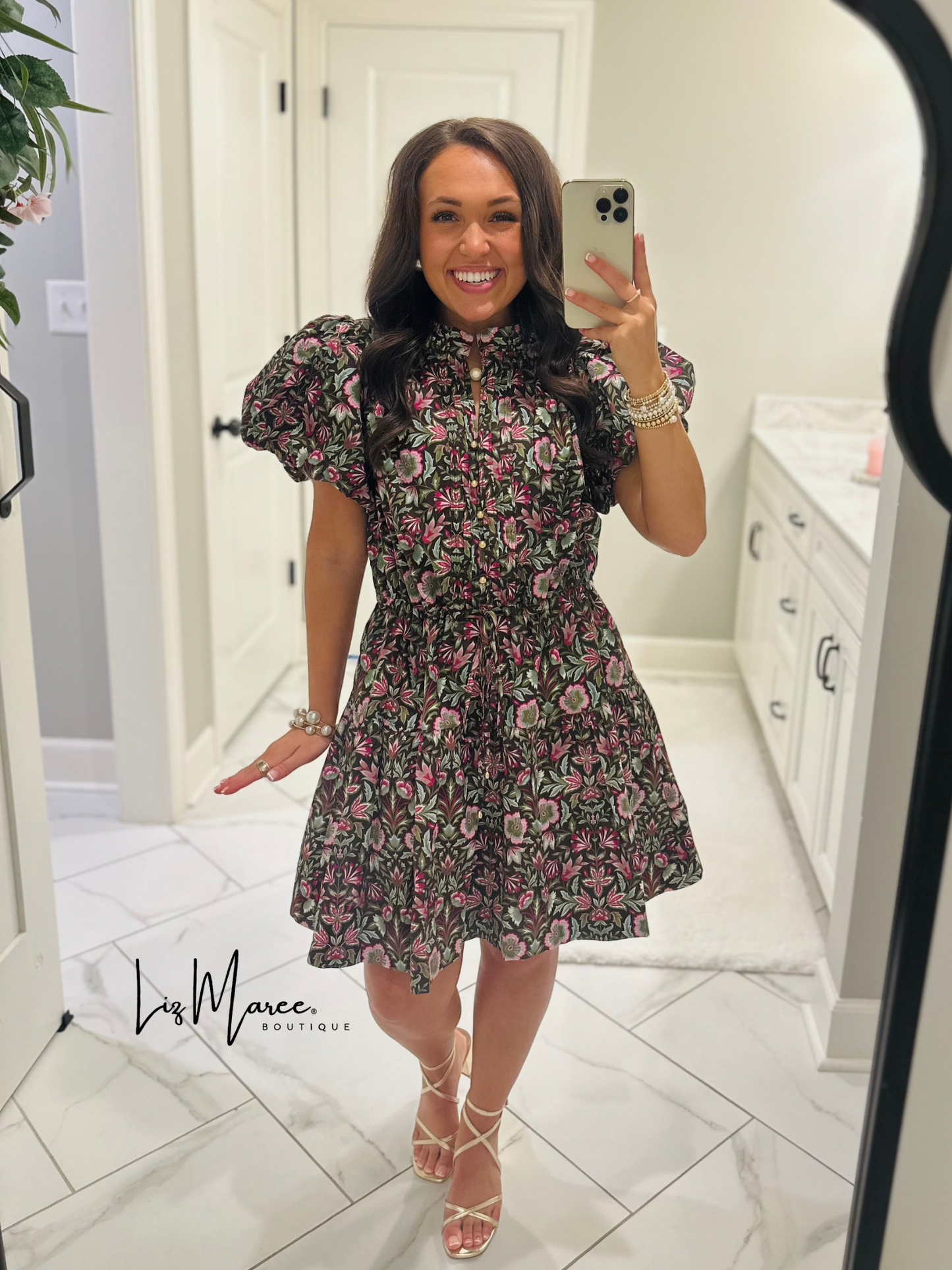The Soph Brown Floral Puff Sleeve Dress