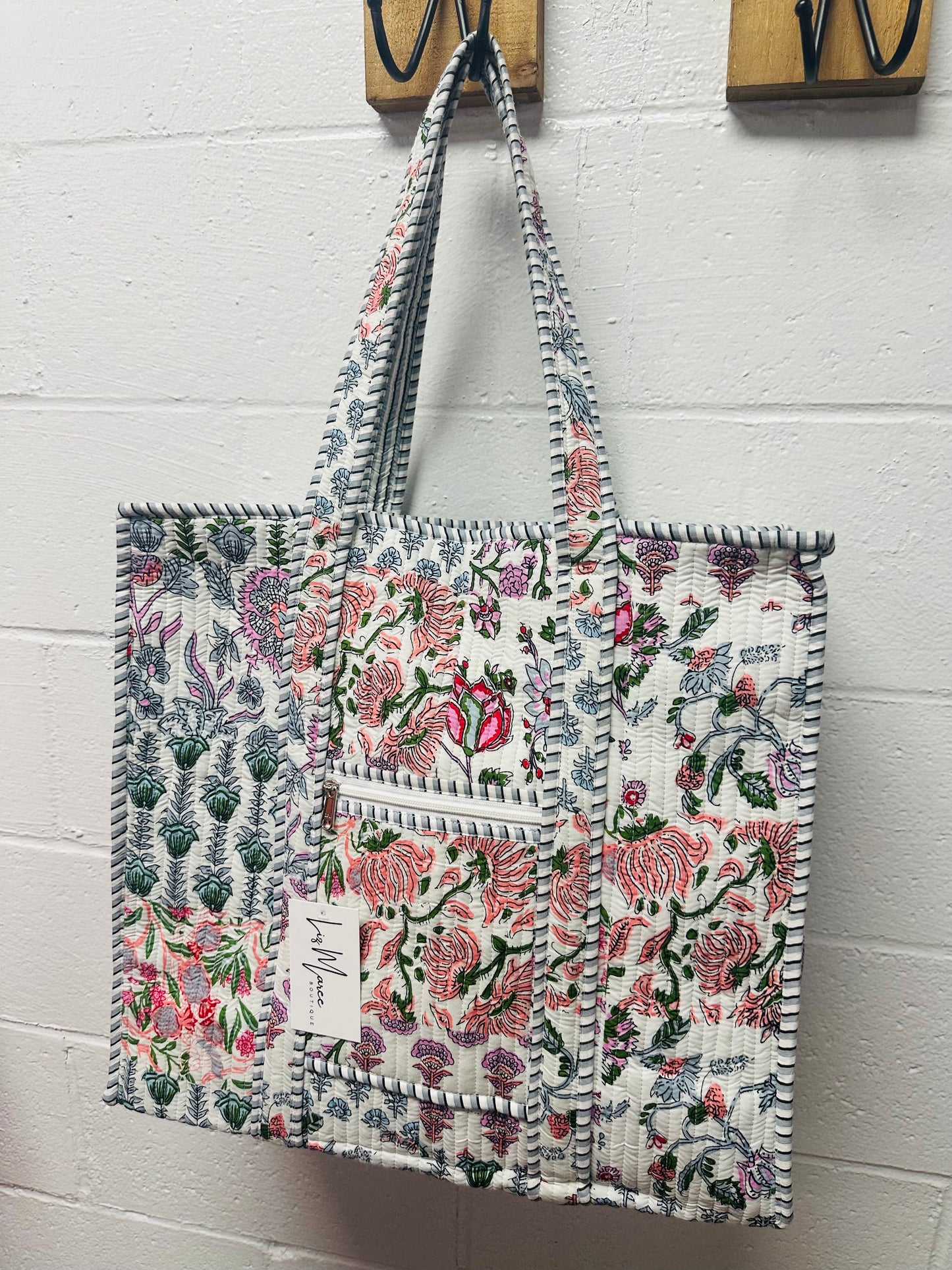 The White Multicolor Patchwork Quilted Tote Bag
