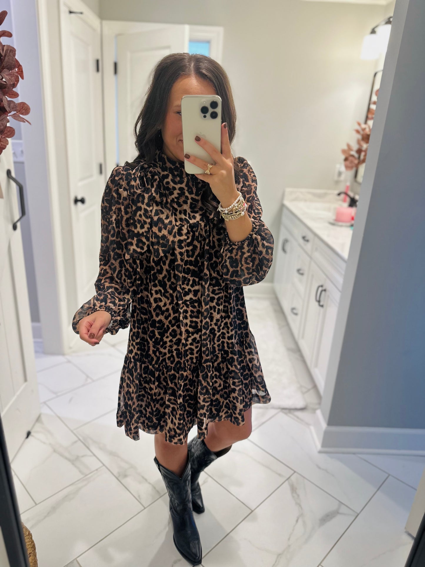 The Della Leopard Bow Dress