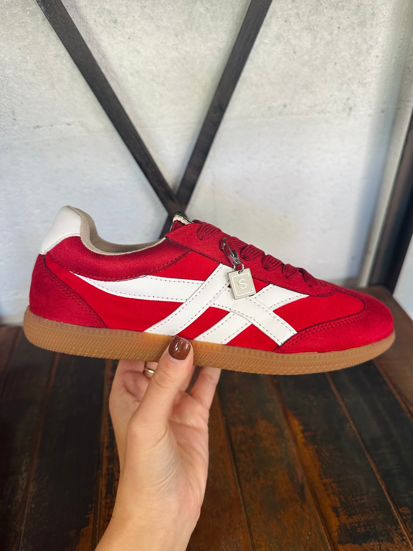 The Sasha Red Suede Sneaker