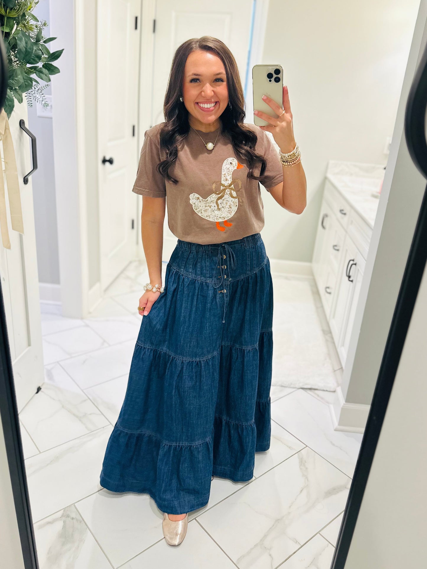 The Brown Coquette Preppy Goose Embroidered Tee