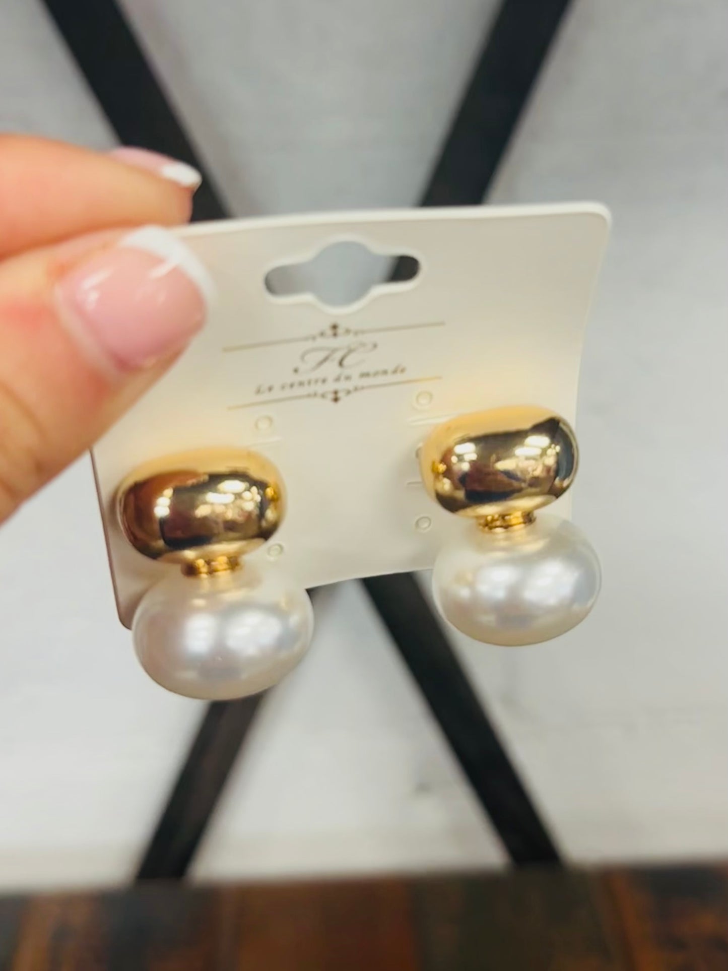 Gold Stud + Pearl Drop Earring