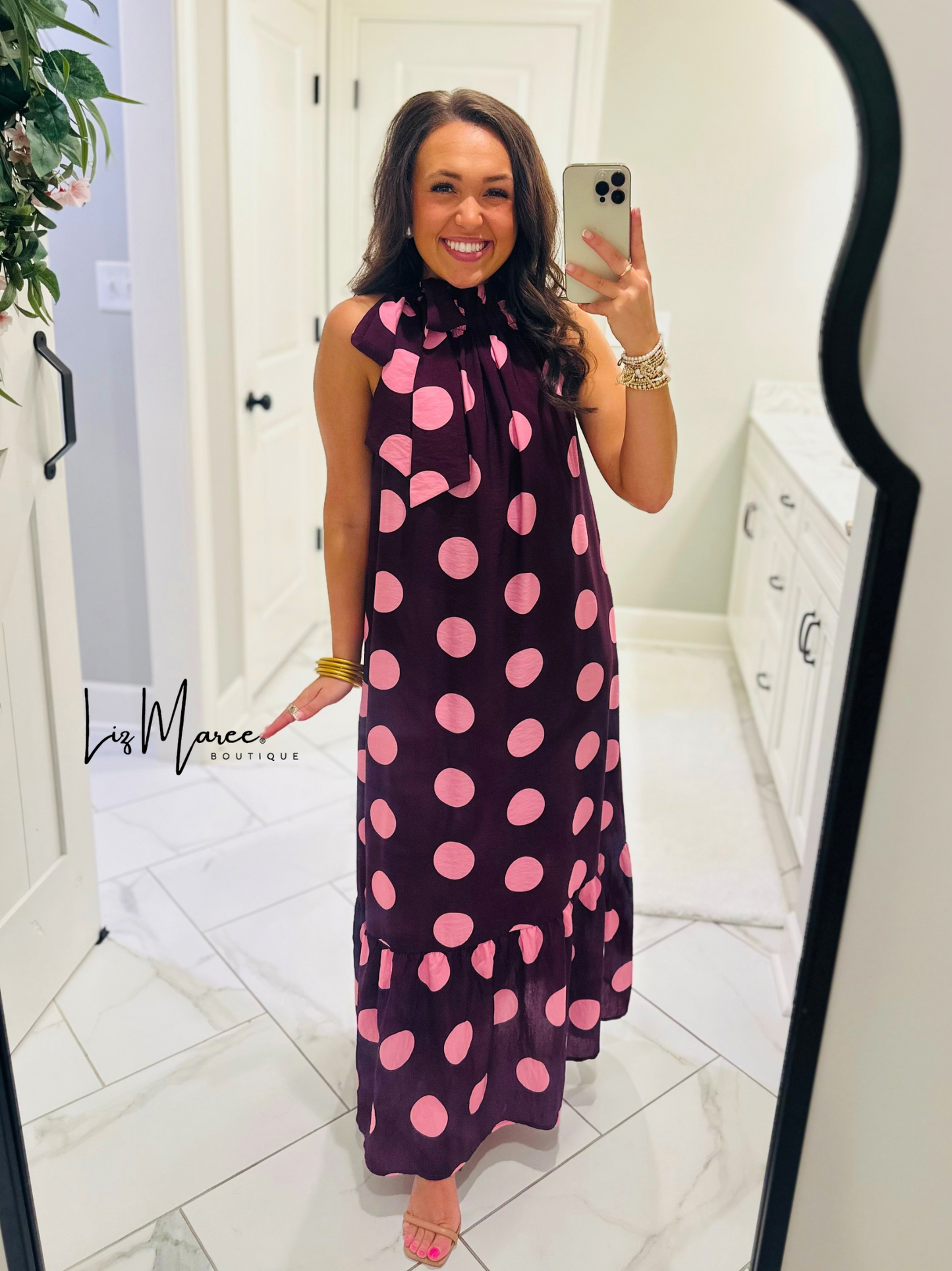The Hallie Plum Polka Dot Midi Dress