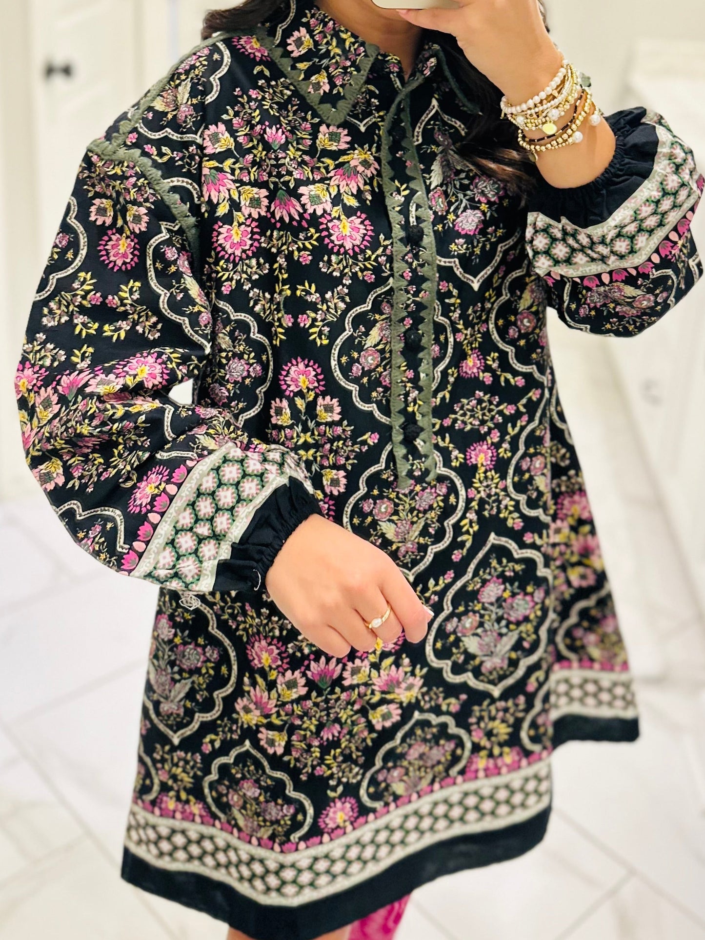 The Ginny Black Floral Long Sleeve Dress