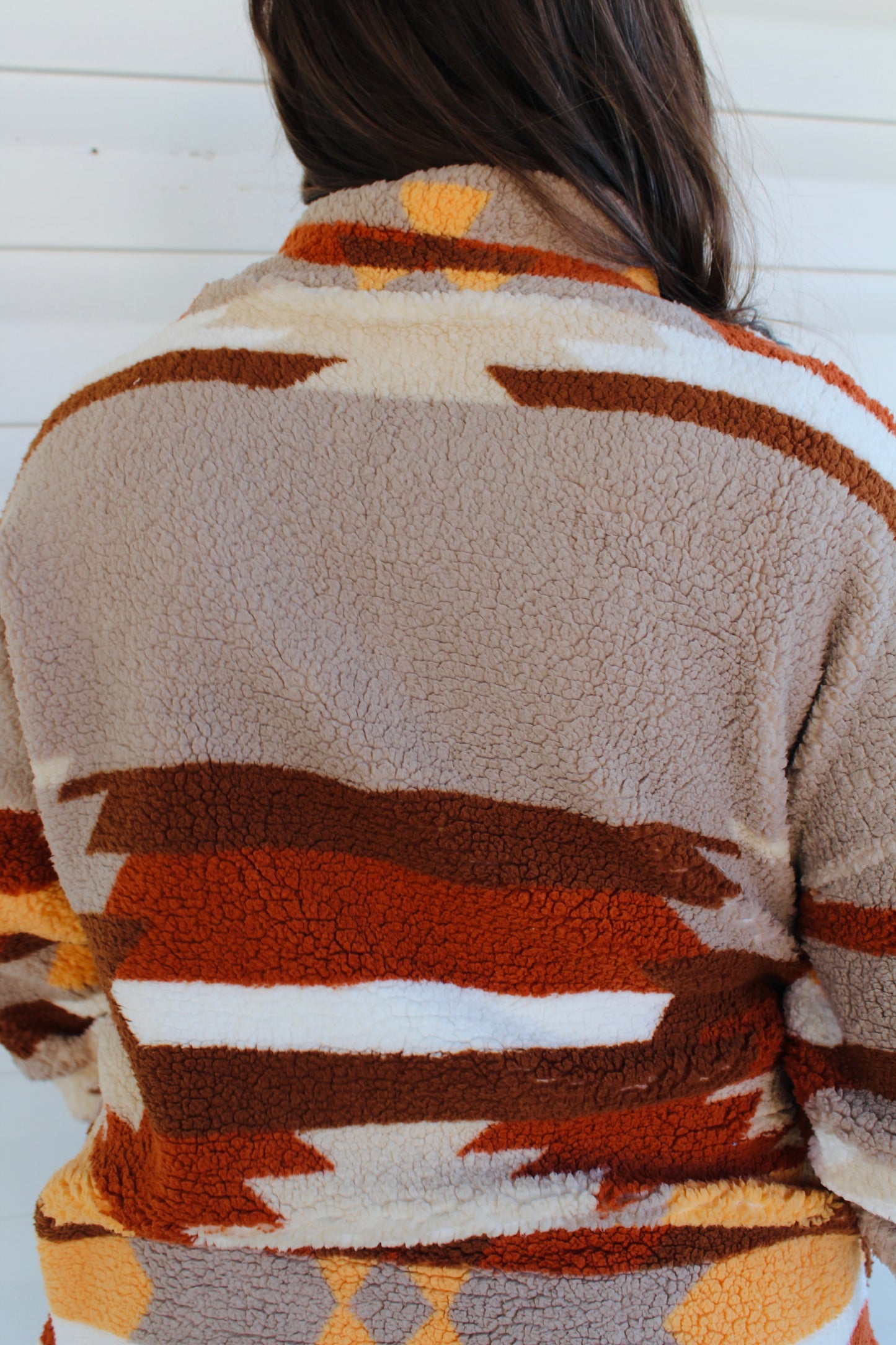 Brown Aztec Fleece Pullover