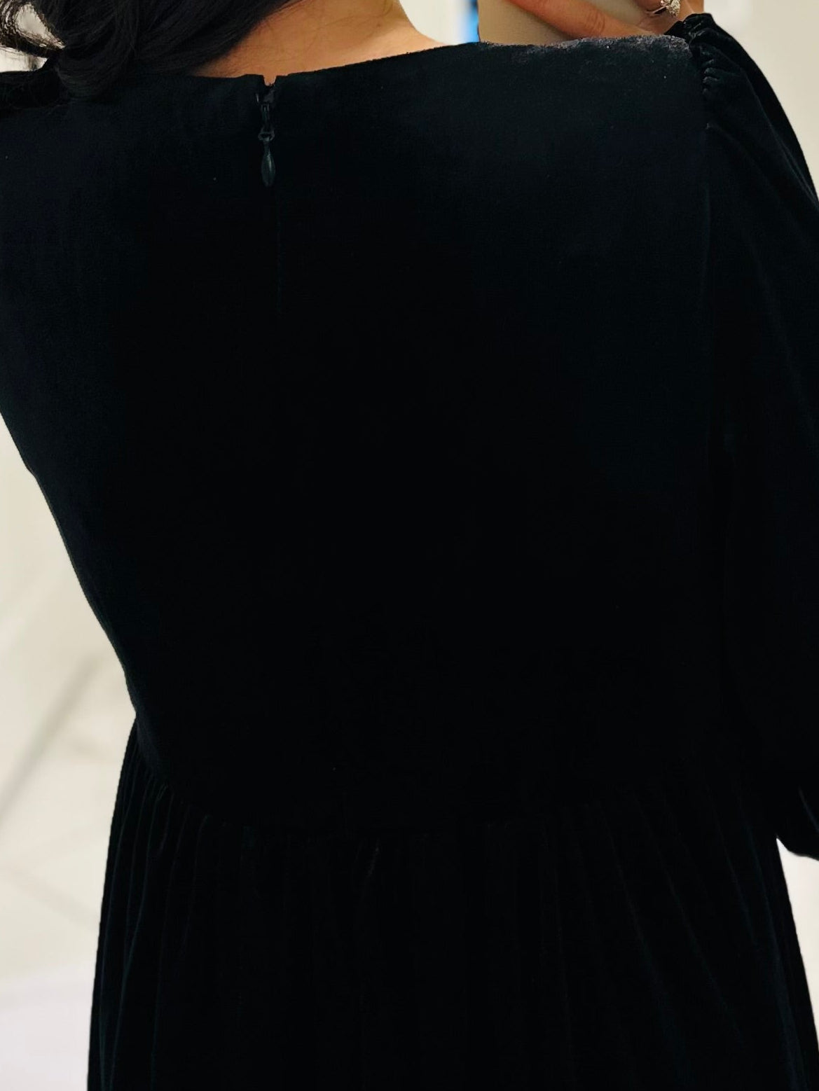 The Jenna Black Velvet Bow Midi Dress