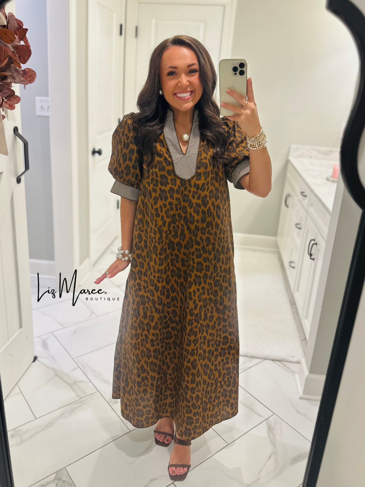 The Elle Brown Leopard Midi Dress