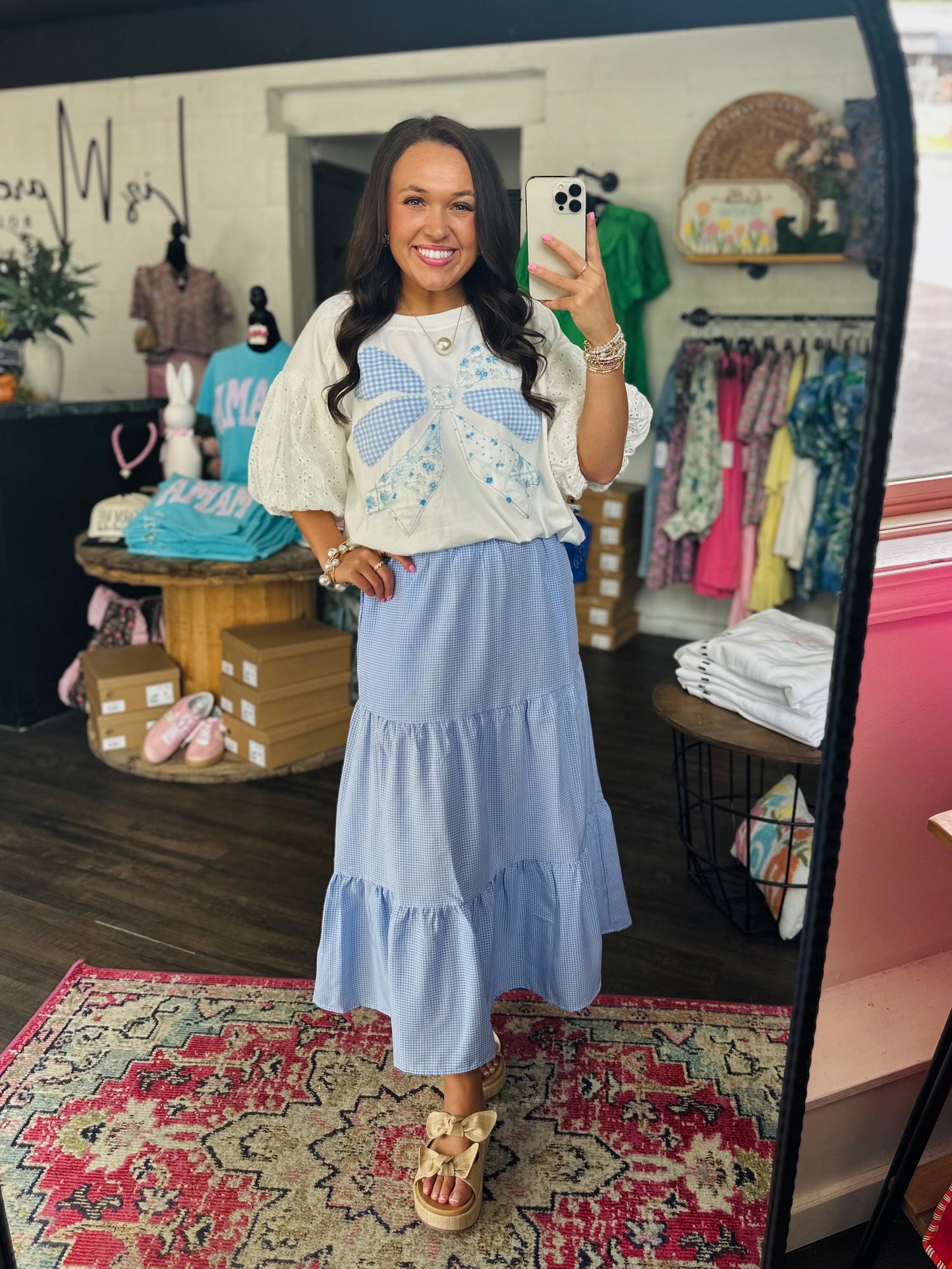 The Baby Blue Gingham Maxi Skirt