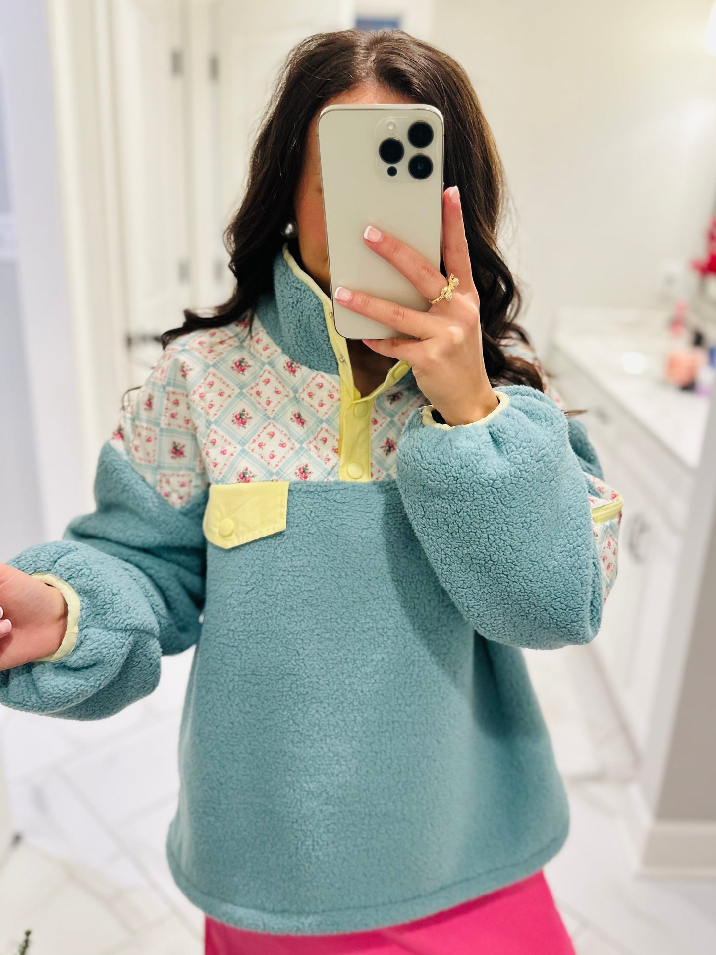 The Posie Floral Quilted Fleece Pullover