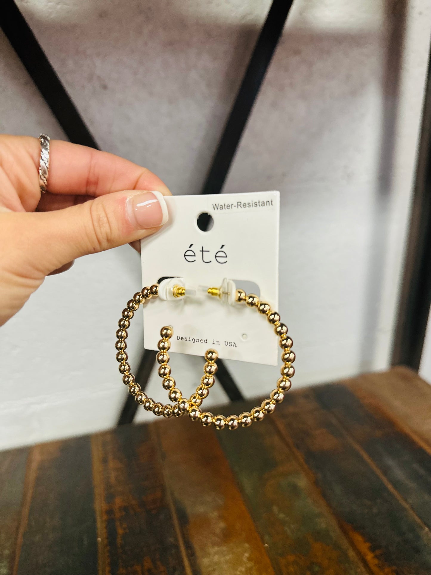 Gold Ball Hoop Earring