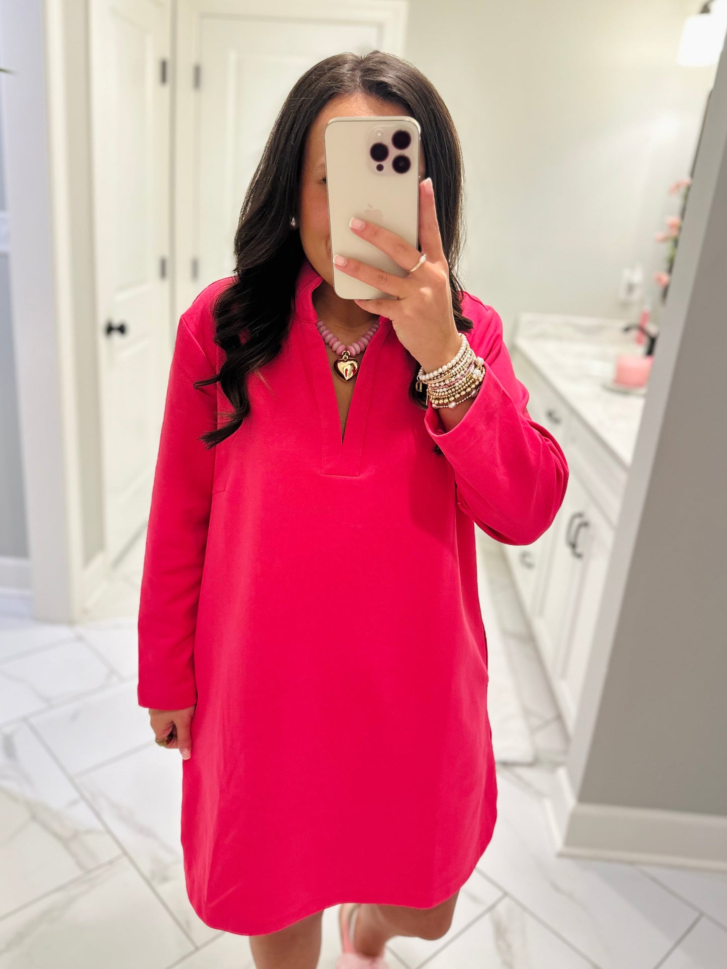 The Nicole Pink Long Sleeve Dress