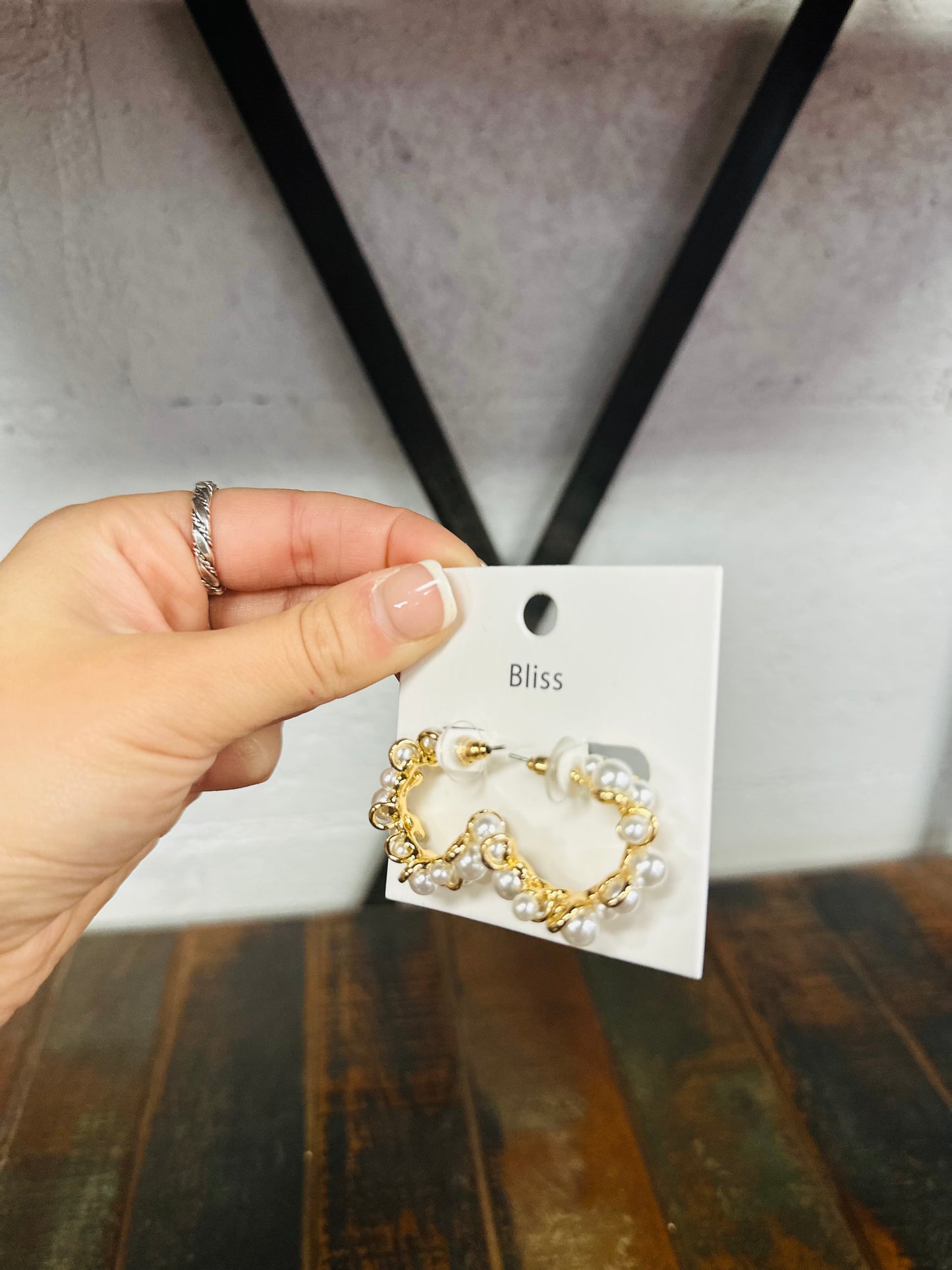 Pearl Gold Cluster Hoop Earring