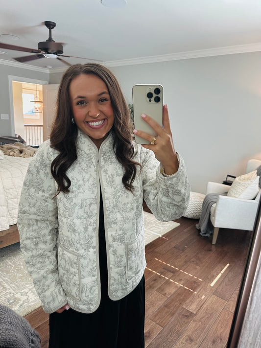 The Serena Grey Vintage Quilted Jacket