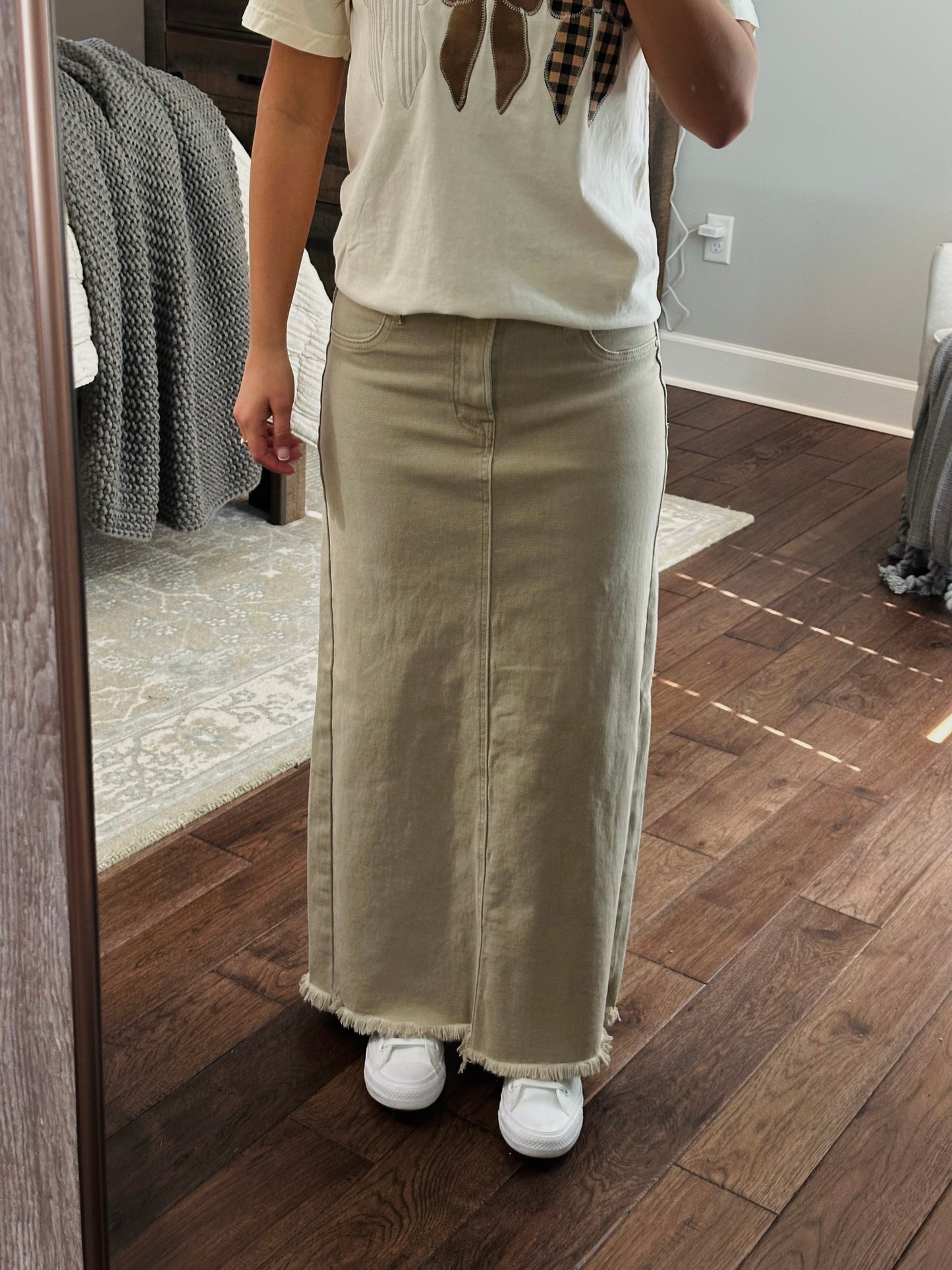 The High Rise Sand Maxi Skirt