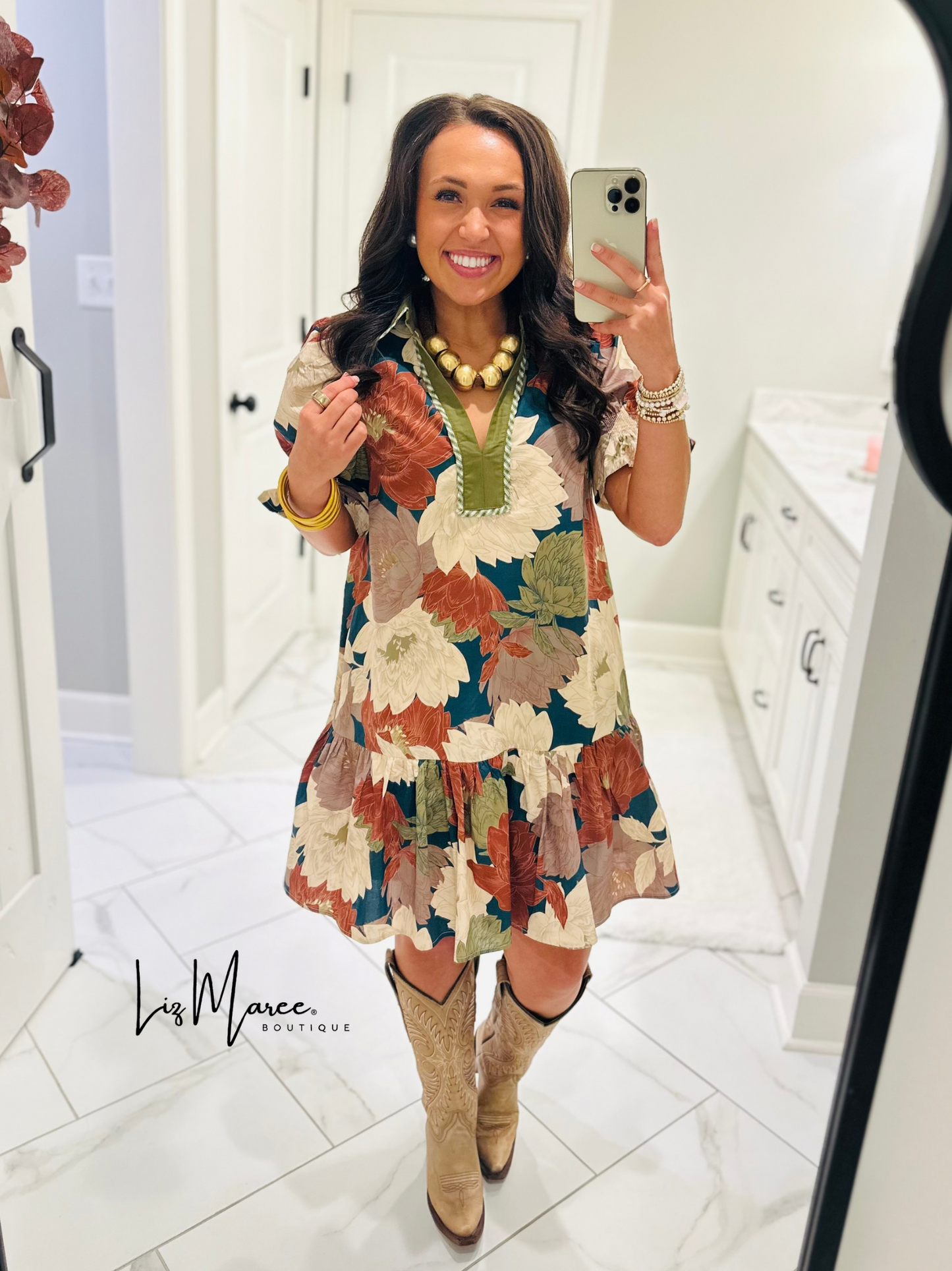 The Willow Teal Green Floral Dress