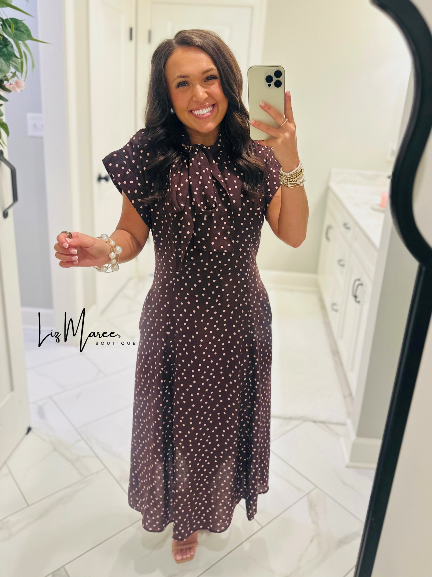 The Margo Burgundy Polka Dot Midi Dress