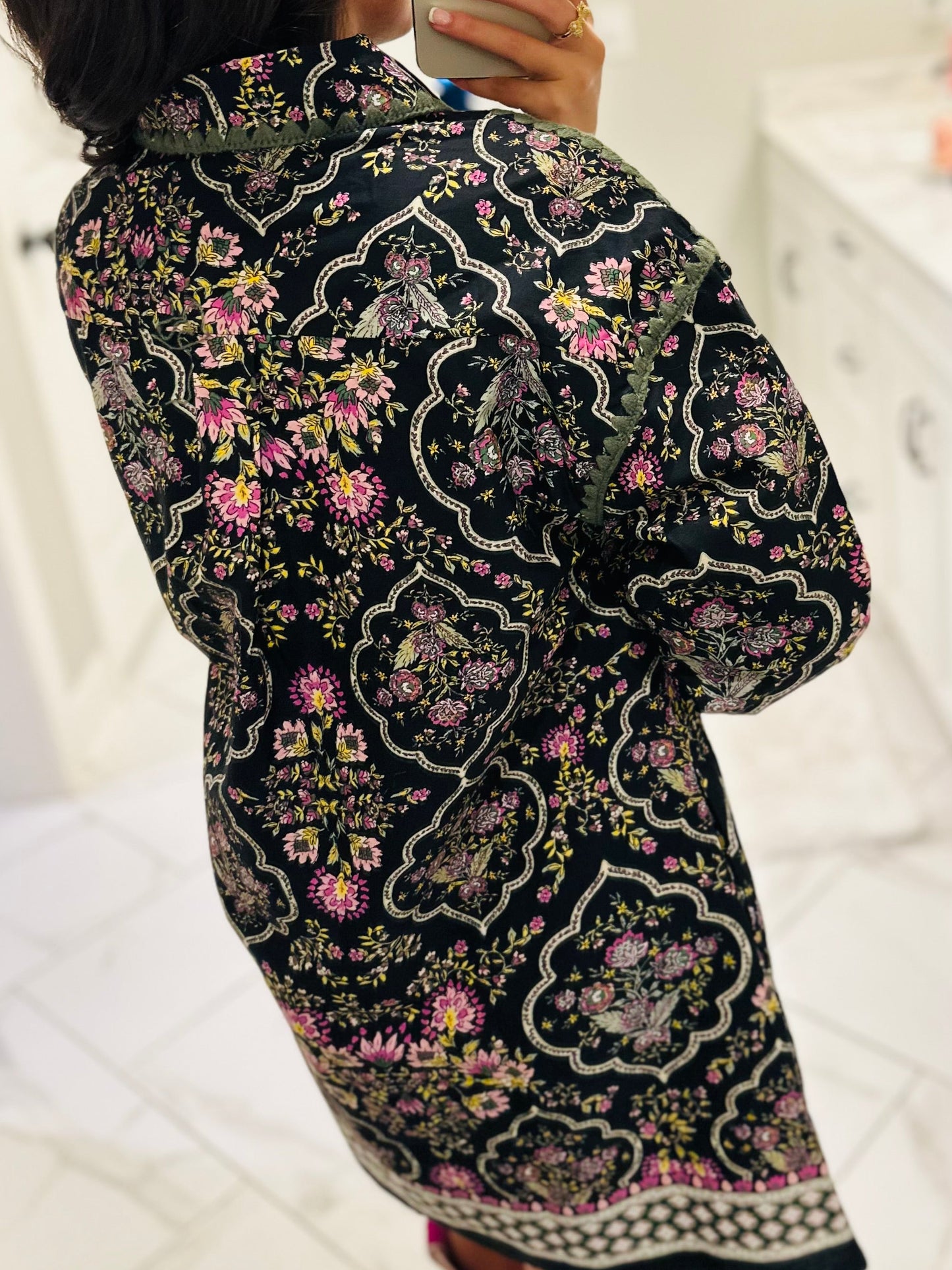 The Ginny Black Floral Long Sleeve Dress