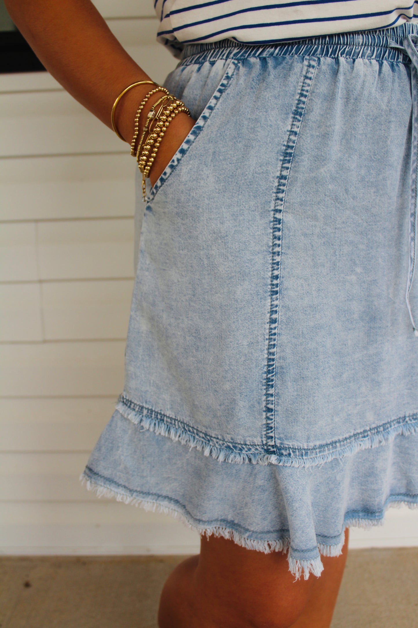 The Rylee Frayed Denim Skirt