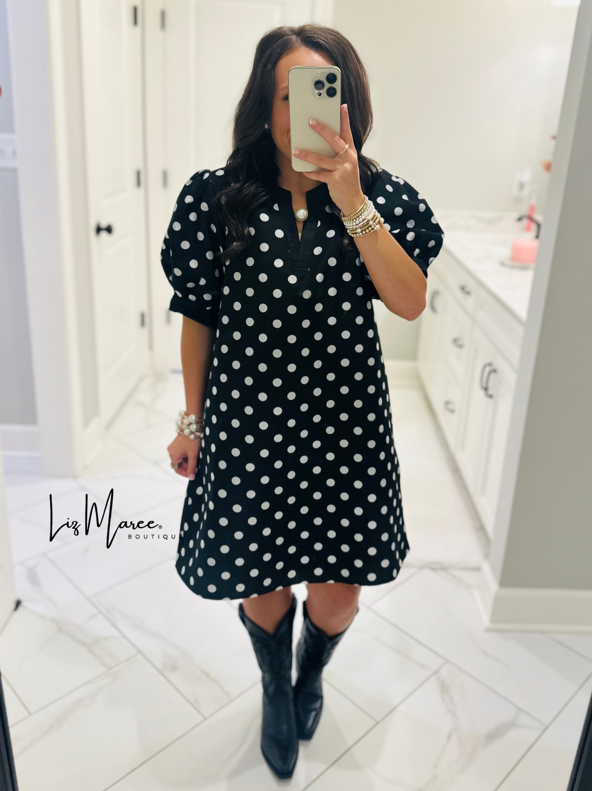The Baylie Black Polka Dot Dress