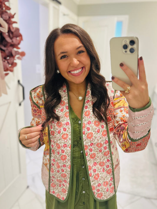 The Emmie Floral Patchwork Quilted Jacket