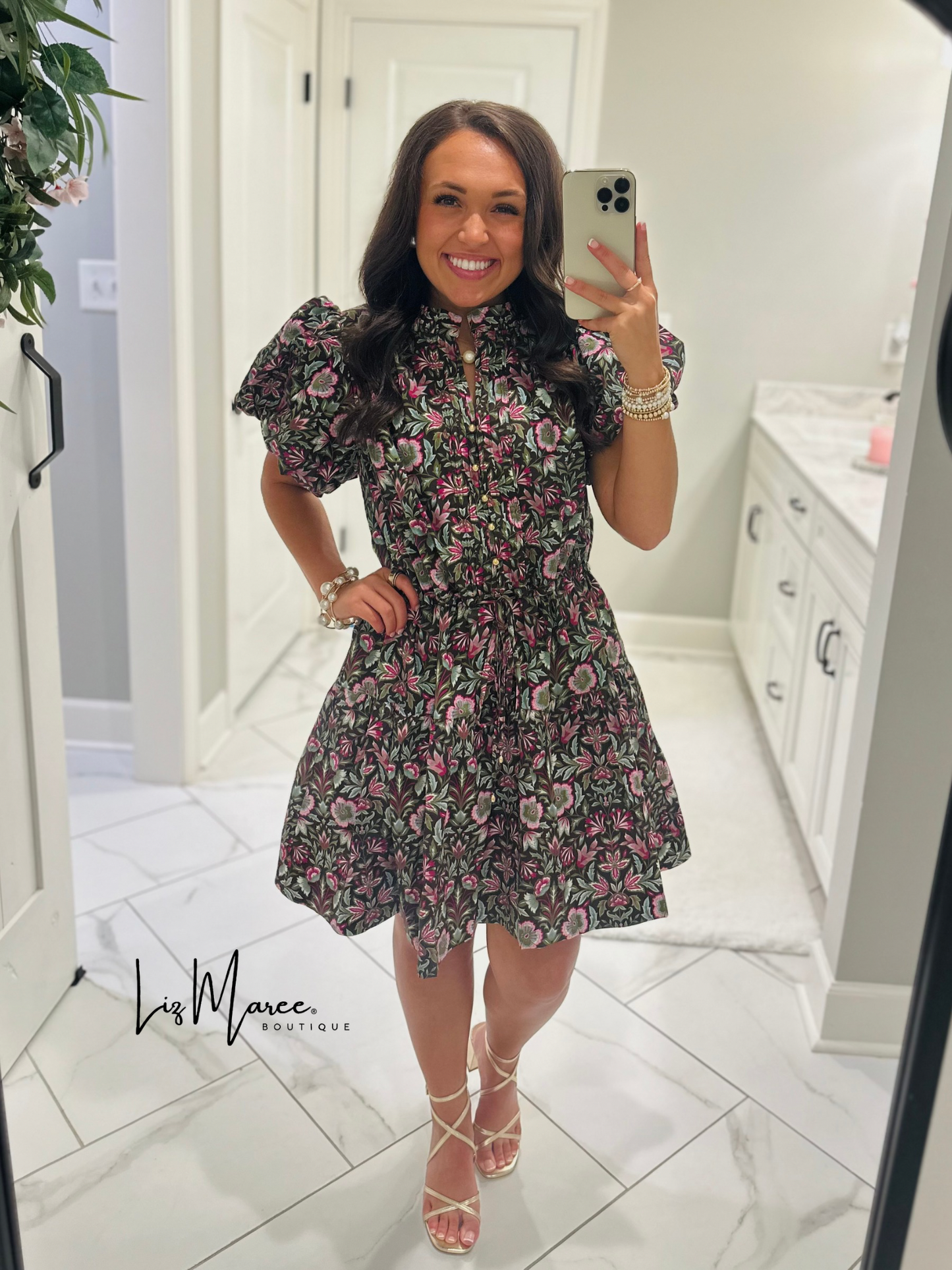 The Soph Brown Floral Puff Sleeve Dress