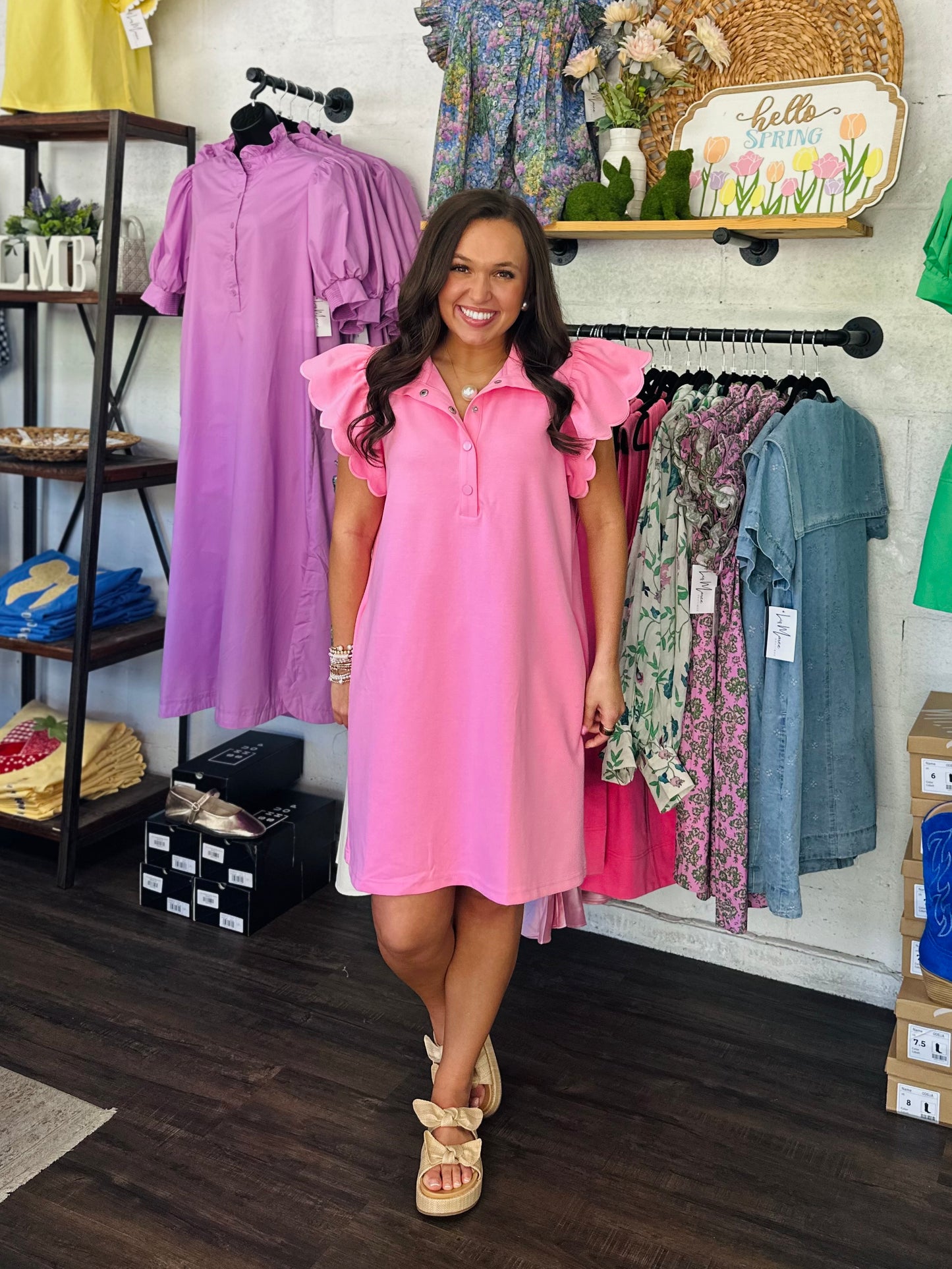 The Gia Pink Scallop Dress