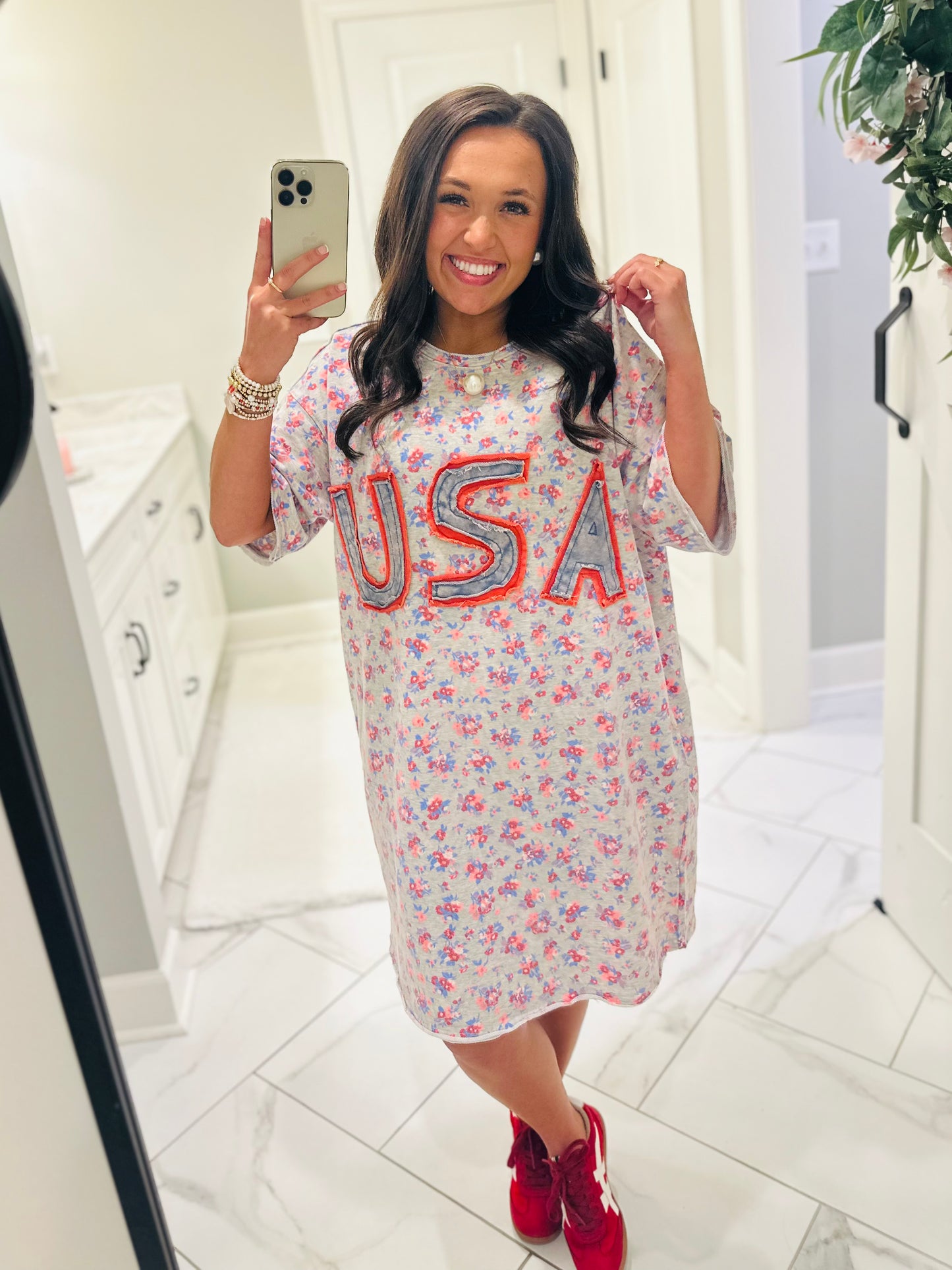 The Made in the USA Letter Patch Floral Dress
