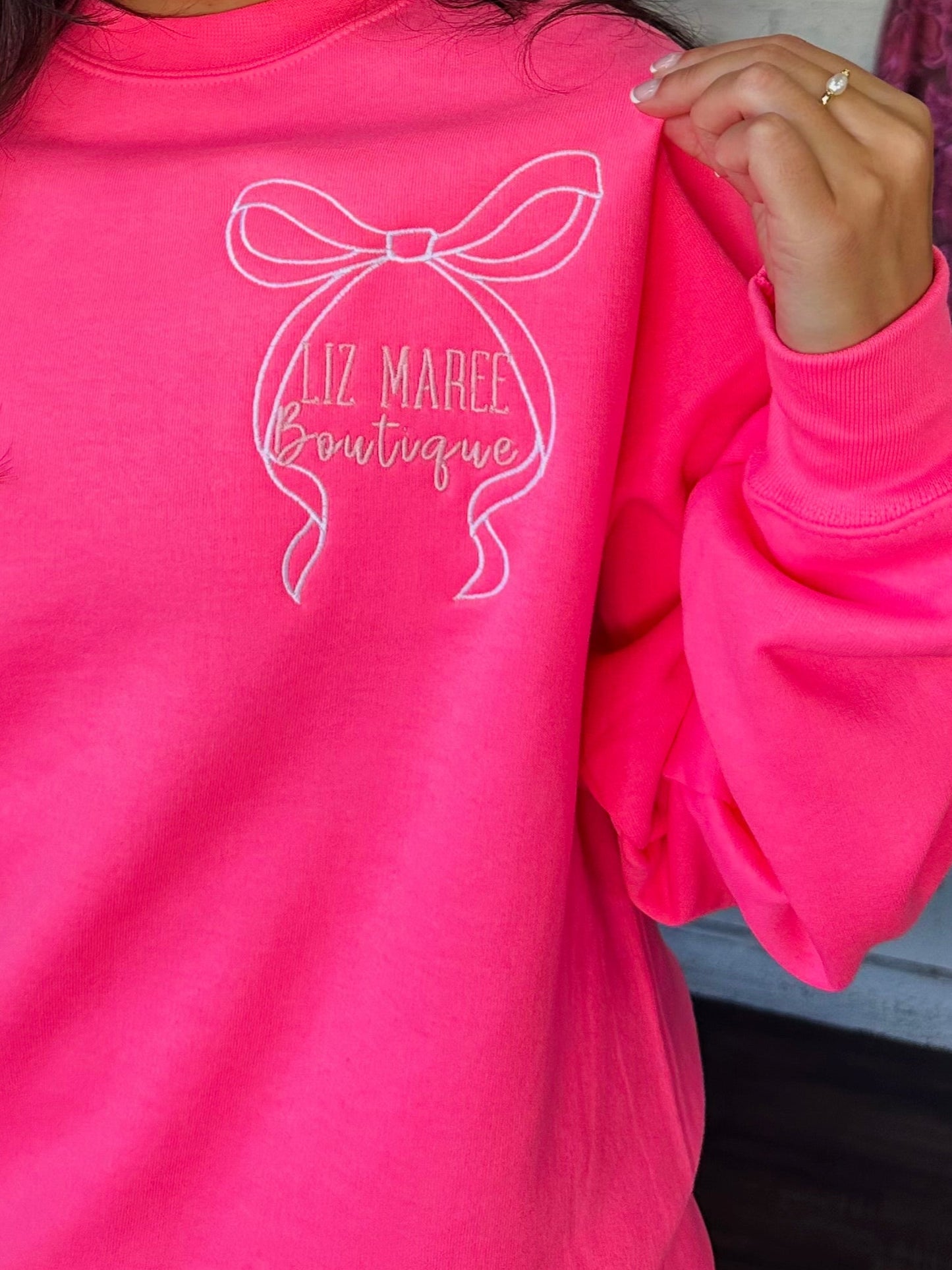 The Liz Maree Boutique Neon Pink Embroidered Sweatshirt