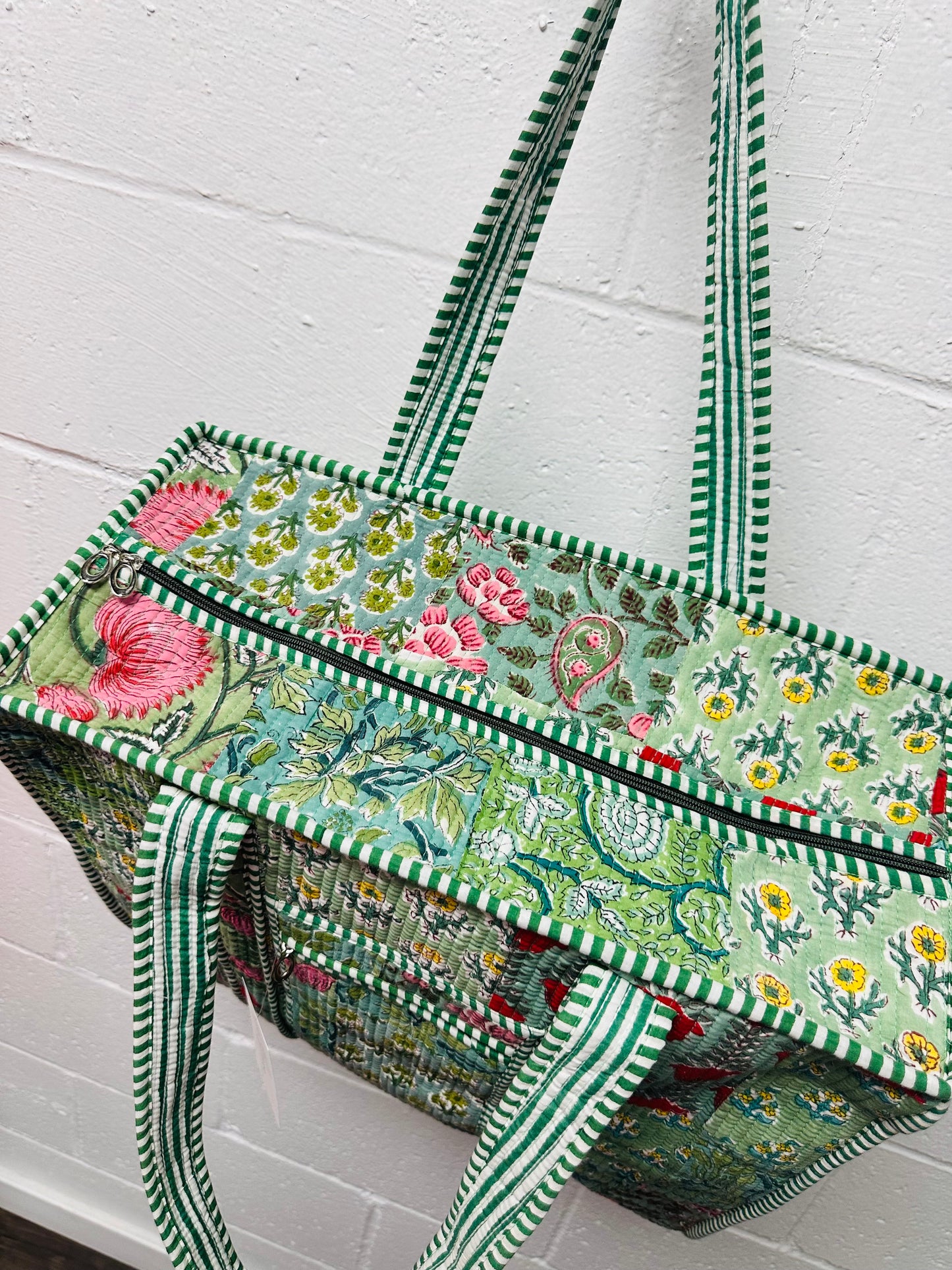 The Green Patchwork Quilted Tote Bag