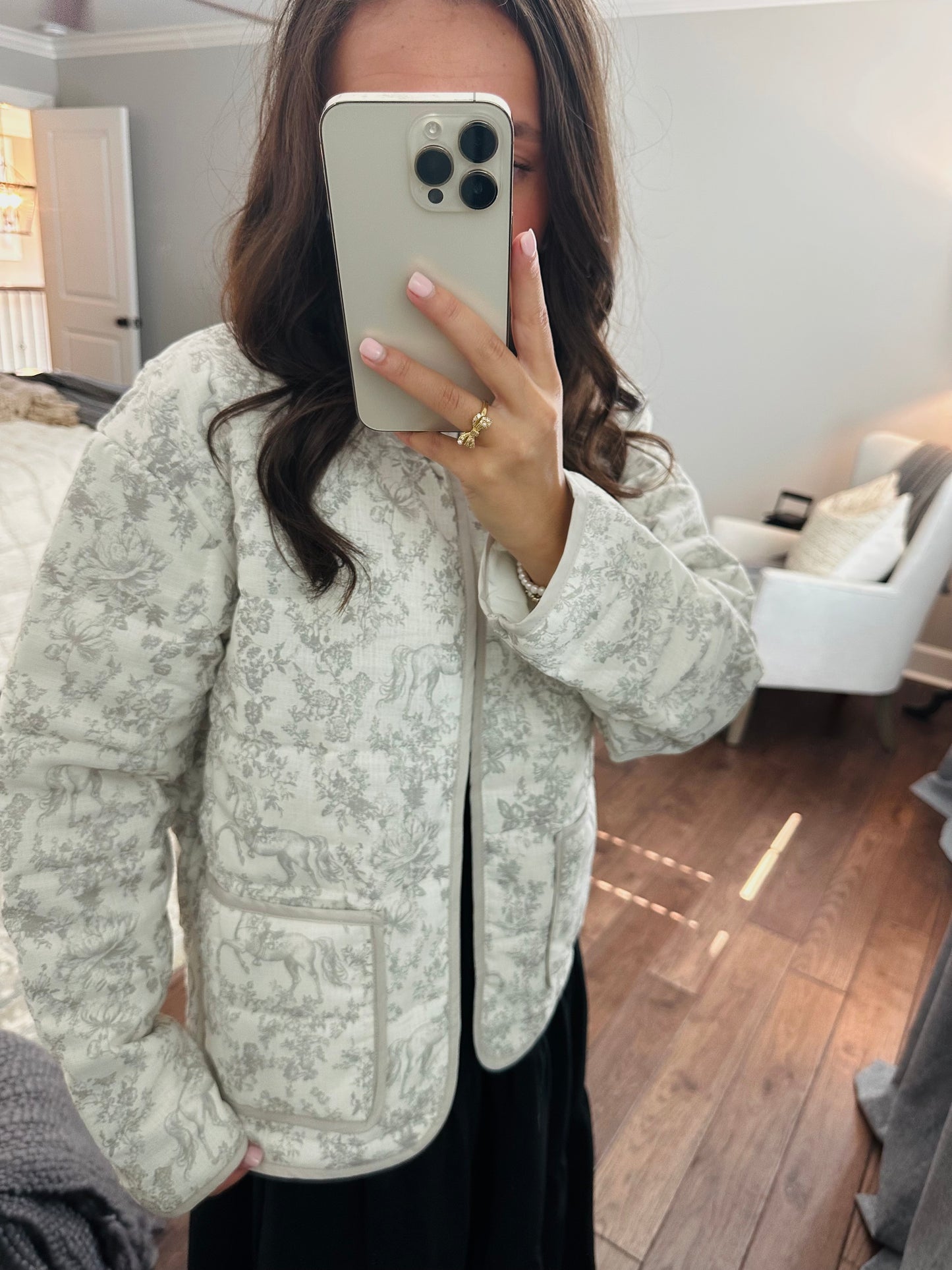 The Serena Grey Vintage Quilted Jacket