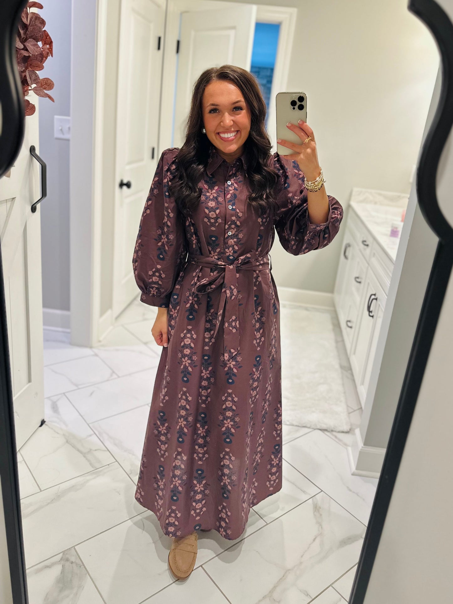 The Nina Brown Floral Maxi Dress