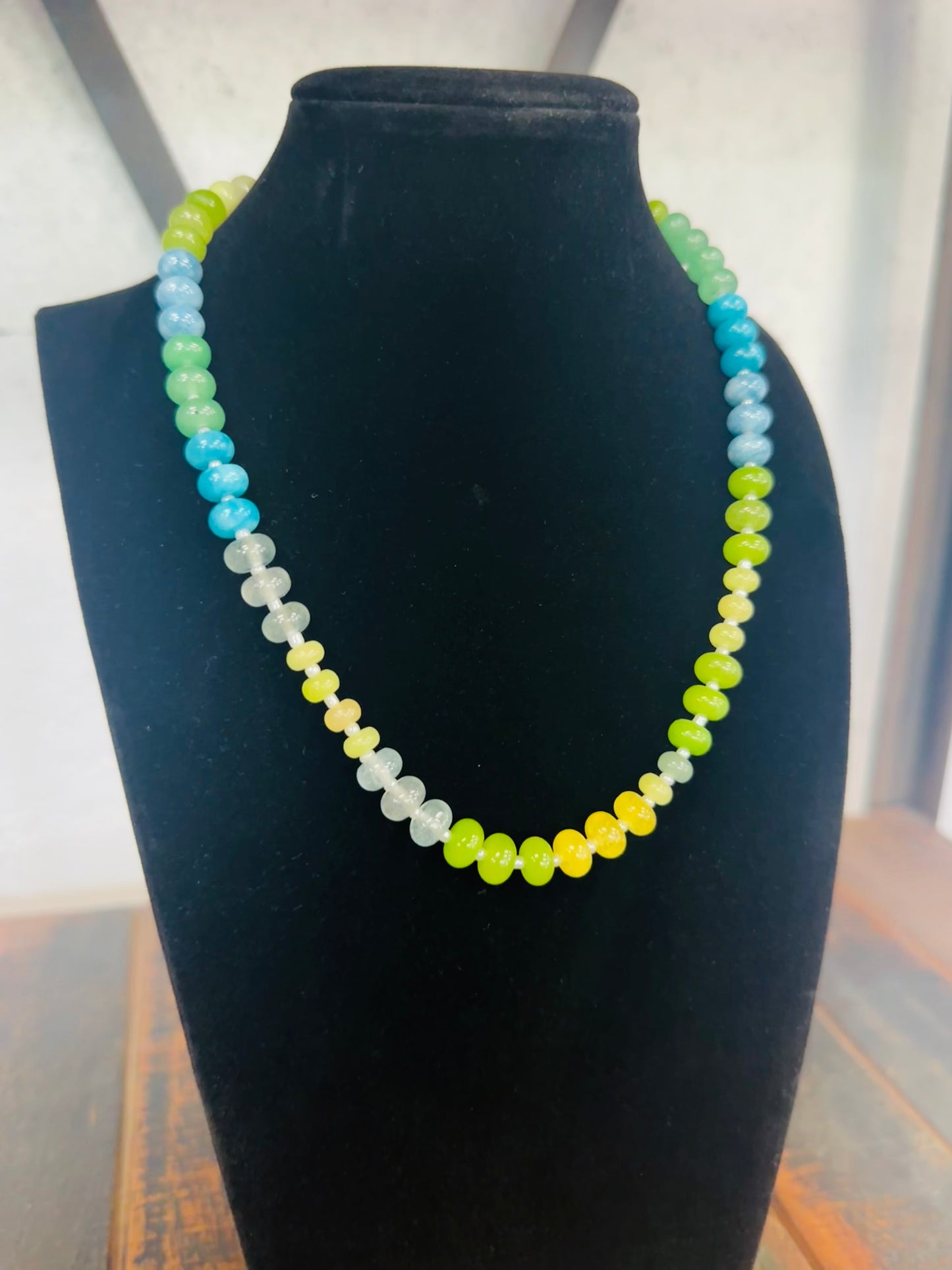 Green Multi Rondelle Stone Necklace