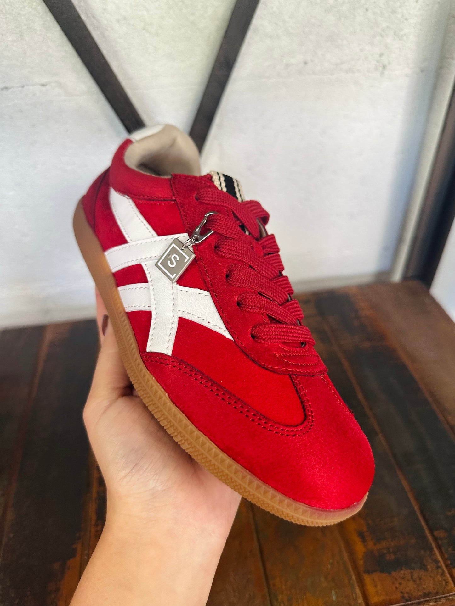 The Sasha Red Suede Sneaker