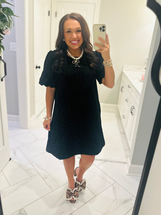 The Baylor Black Jacquard Dress