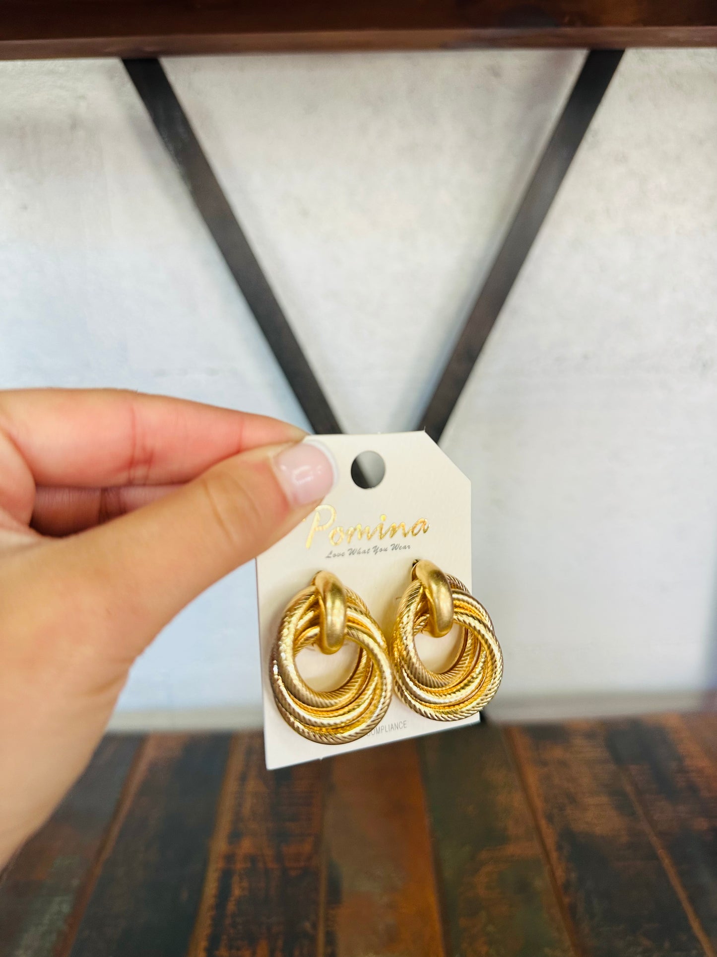 Gold Twist Double Hoop Earring